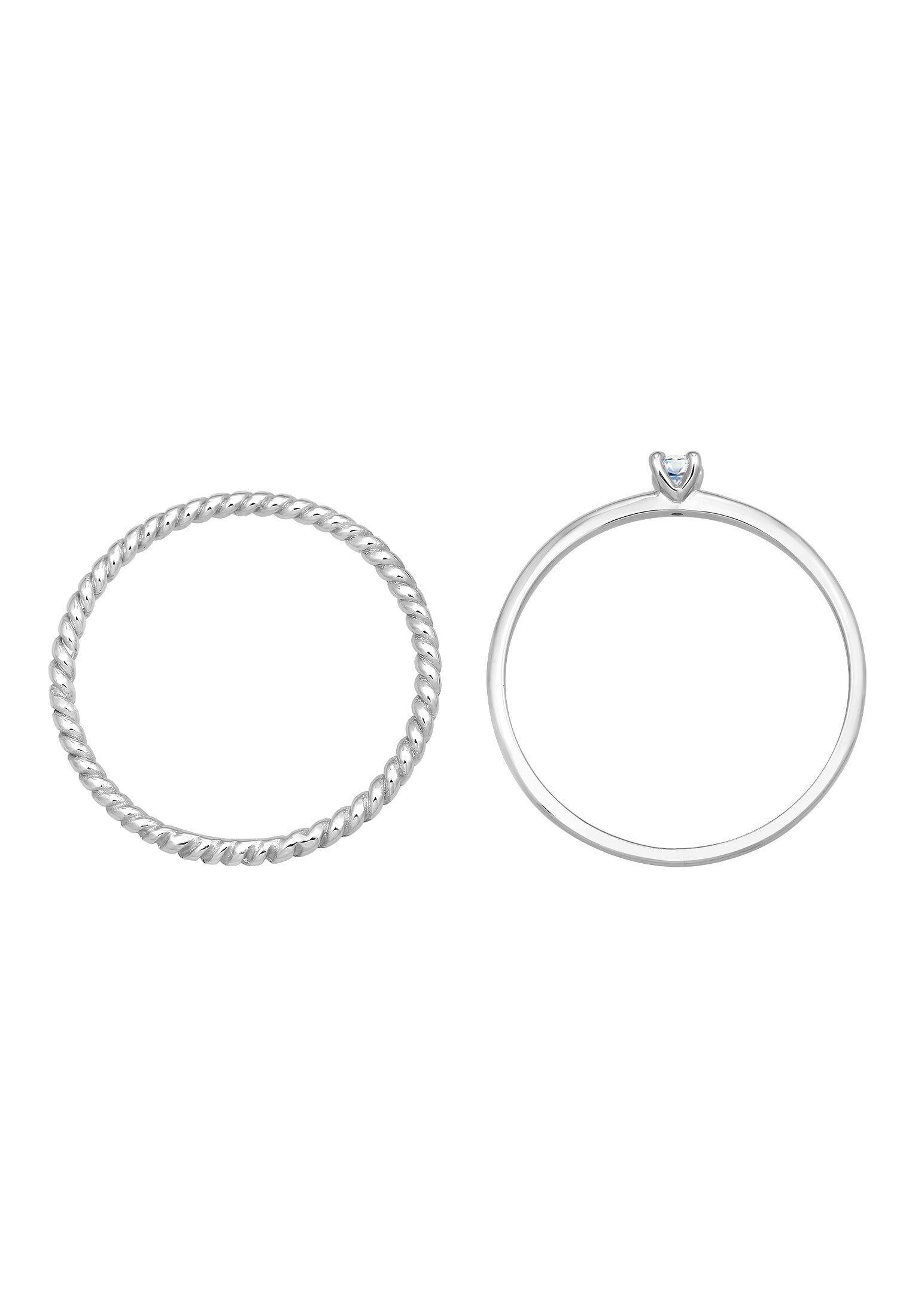 Elli Ring Diamant (0.06 Ct) Solitär Bandring 585 Weißgold