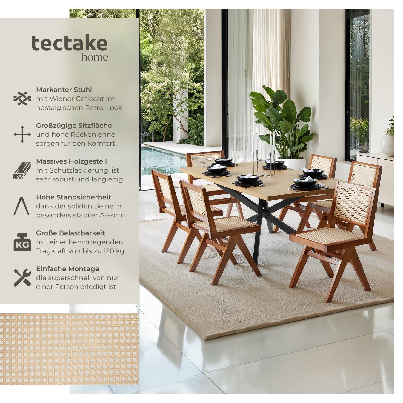 Tectake Retro-Design im 50er-Jahre-Stil grosse Rückenlehne und Sitzfläche mit Wiener Geflecht