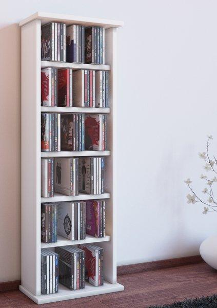 VCM CD Regal Holz | CD Regal mit Platz für 150 CDs oder 65 DVDs oder 36-Videos | Maße: H. 92 x B. 31 x T. 18 cm | elegantes DVD Regal stehend | Blu ray