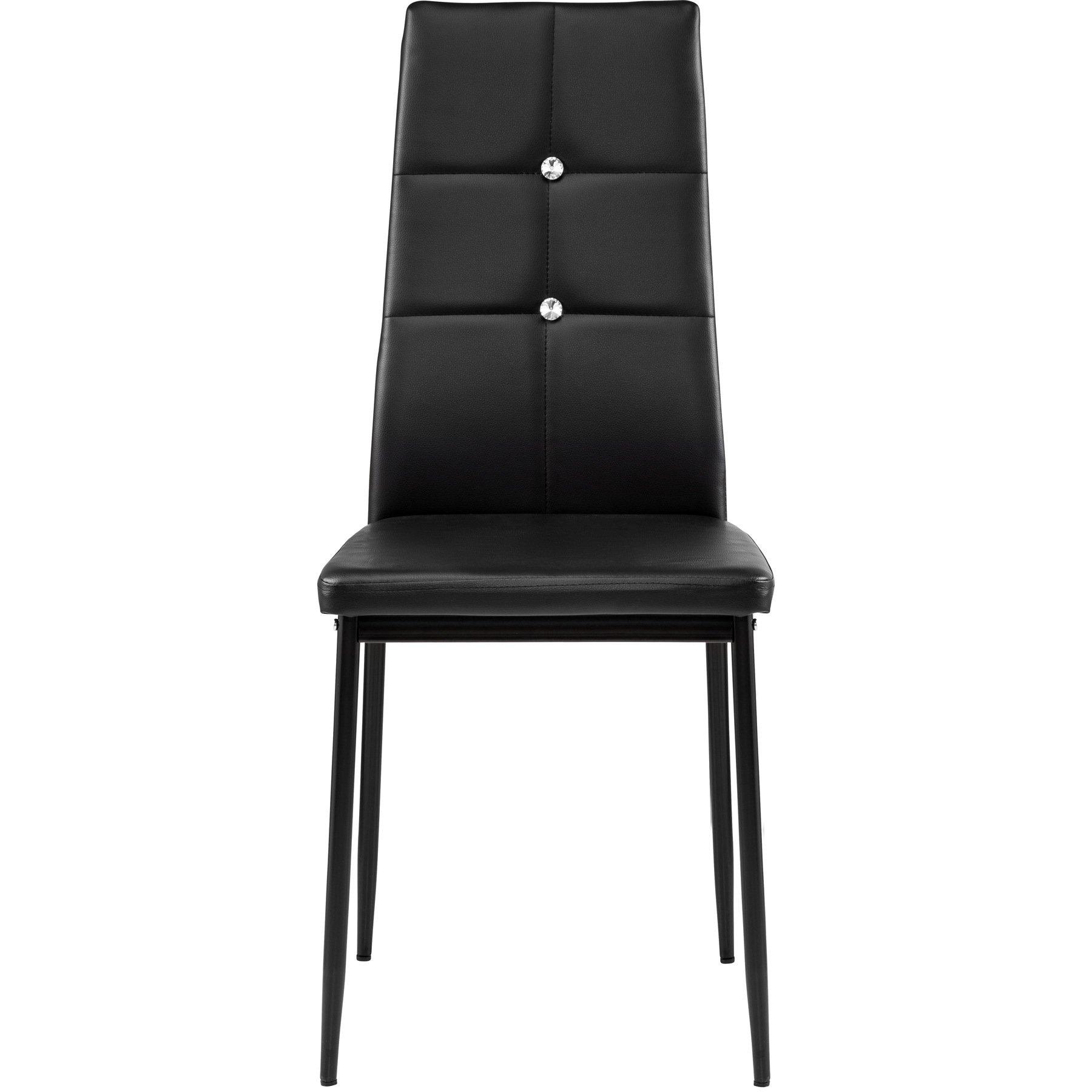 Tectake 8 Esszimmerstühle, Kunstleder mit Glitzersteinen