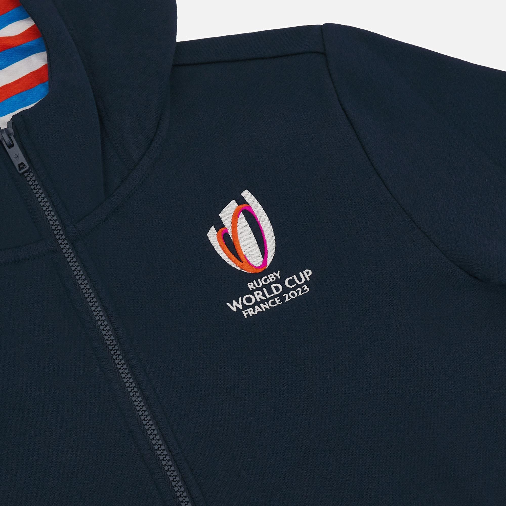 macron sweatshirt kapuzenpullover mit reißverschluss kind rwc frankreich 2023