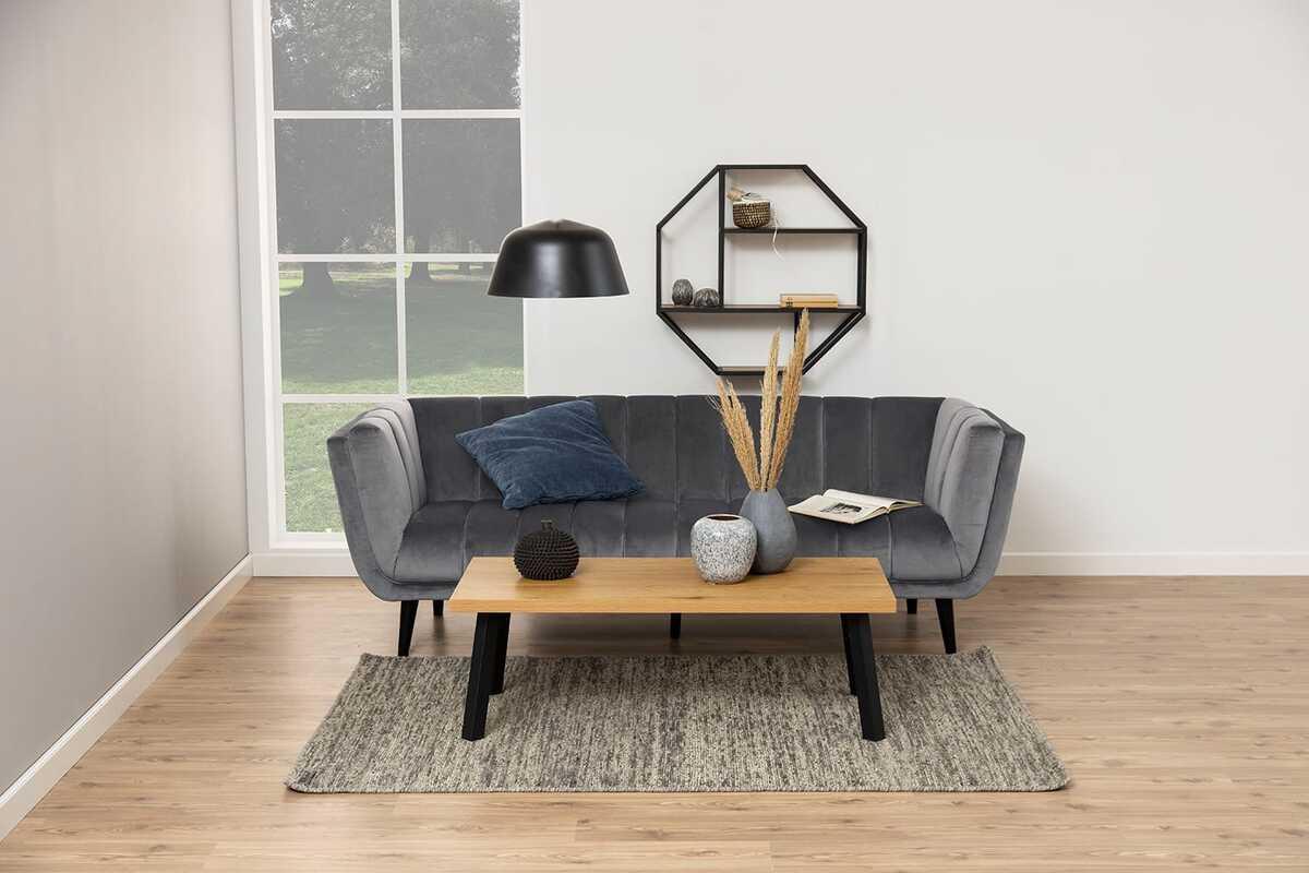 mutoni Wandregal Multiple Bronx 3 Böden Melamin Wildeiche Schwarz 77x20x77cm