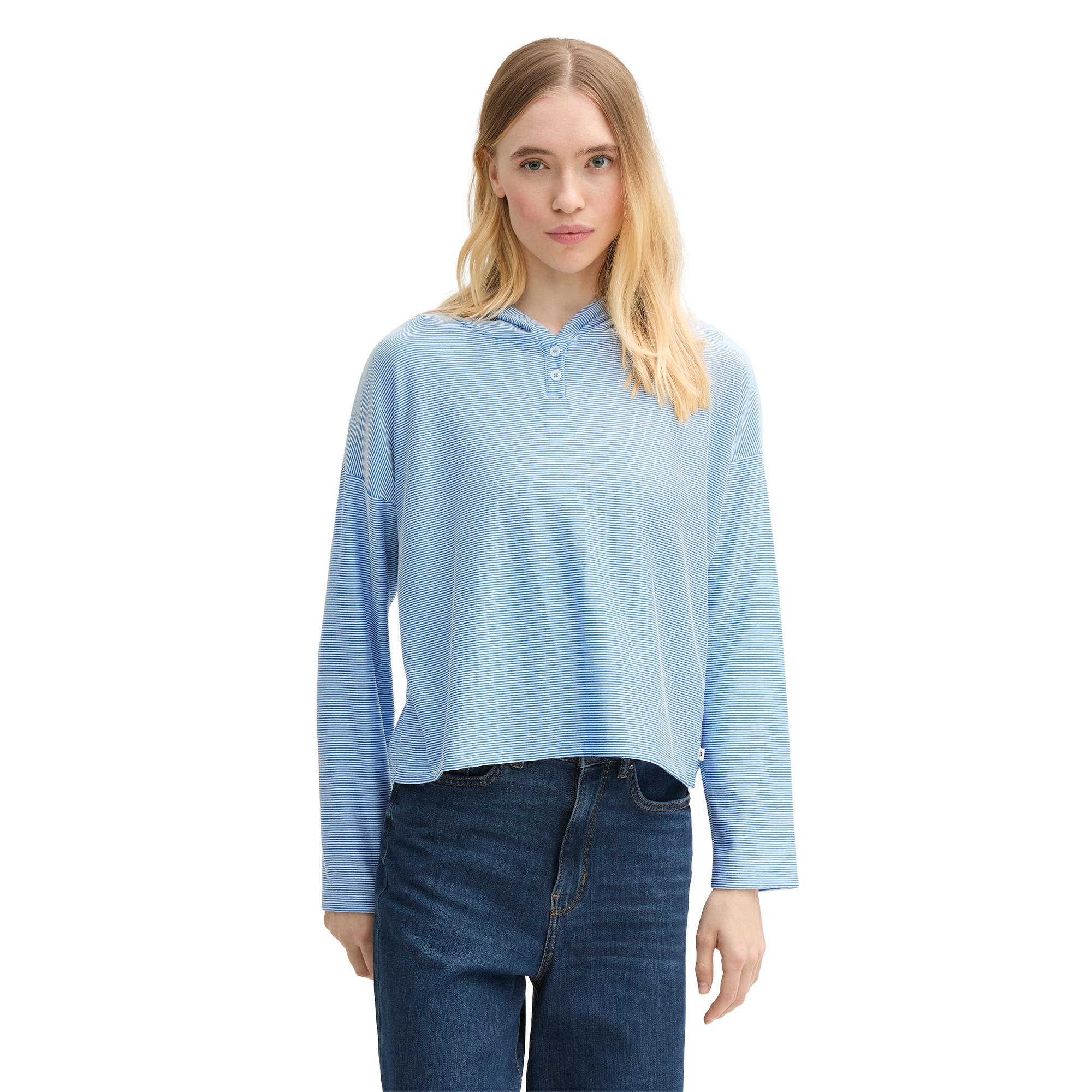 TOM TAILOR Denim Gestreiftes Langarmshirt mit Kapuze