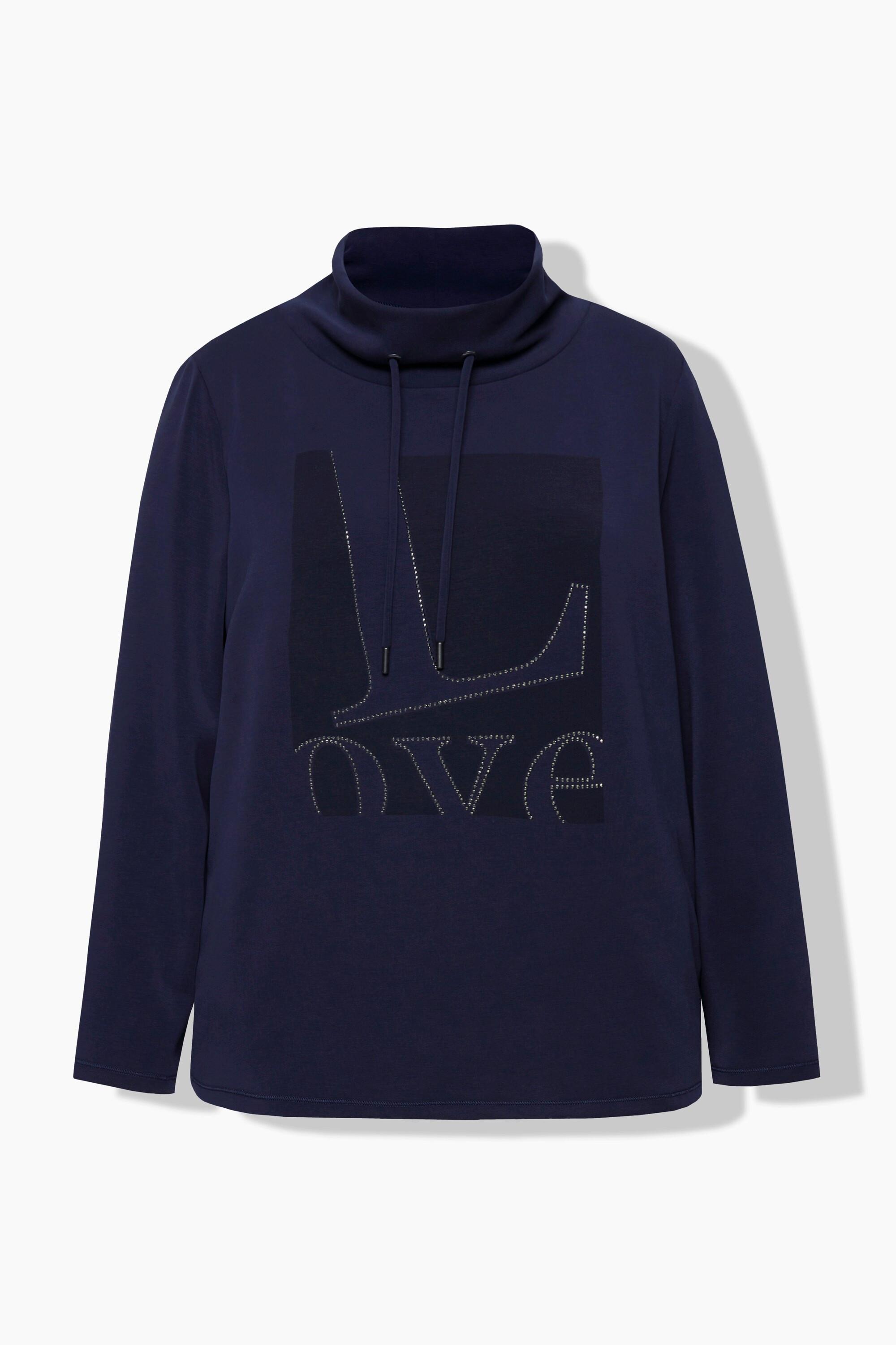 Ulla Popken Sweatshirt, Love, Stehkragen, Langarm