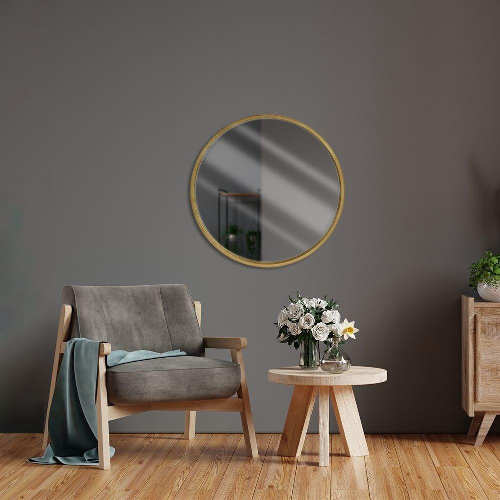 B2X Edler Wandspiegel mit goldenem Holzrahmen für die luxuriöse Raumgestaltung