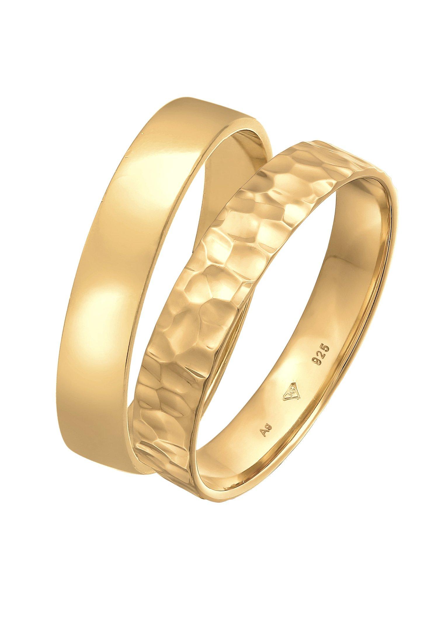Kuzzoi Ring Set Unisex Basic Gehämmert 925 Silber
