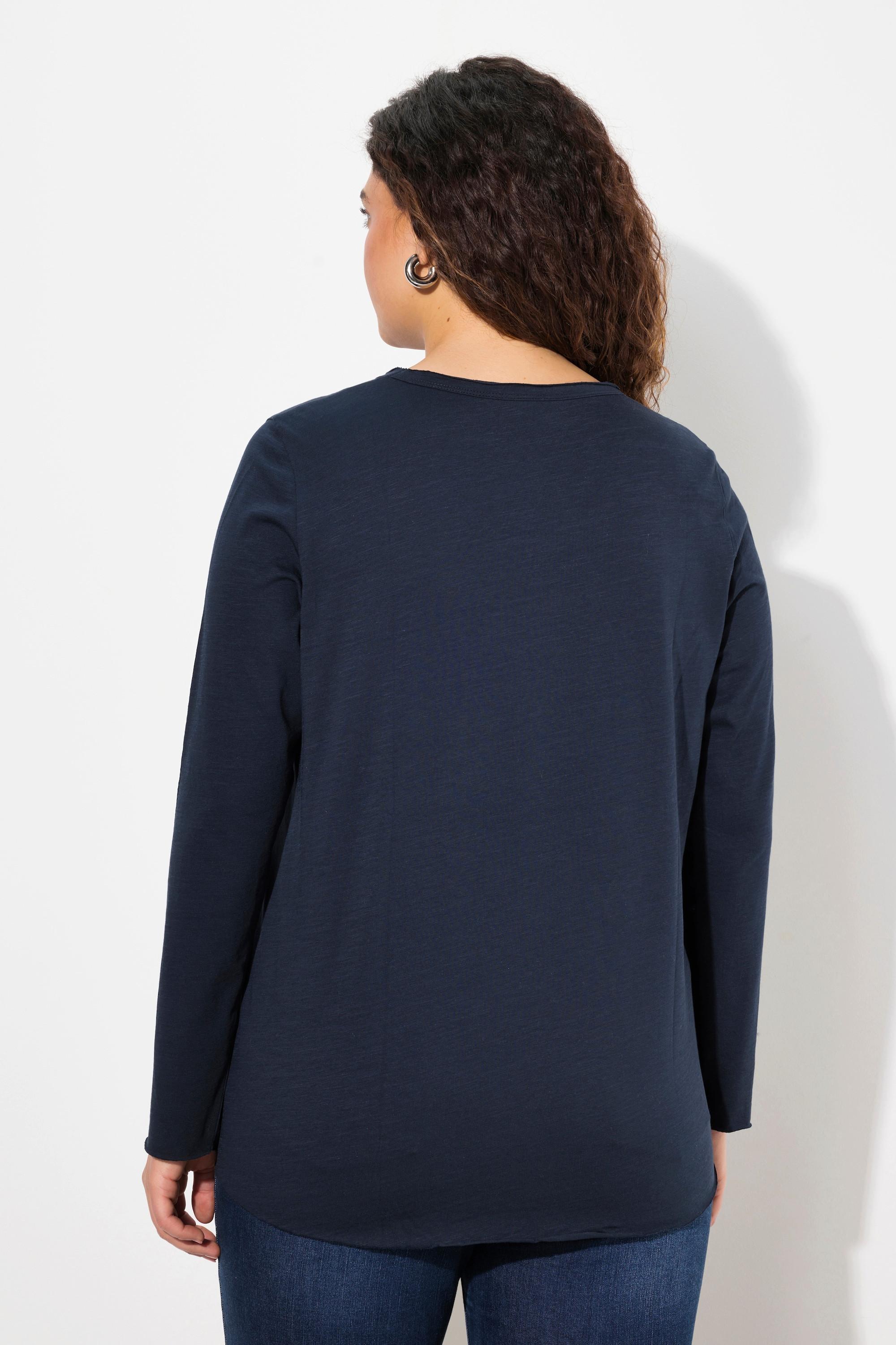 Ulla Popken Stern A-Linie Langarm Shirt mit Rollkanten