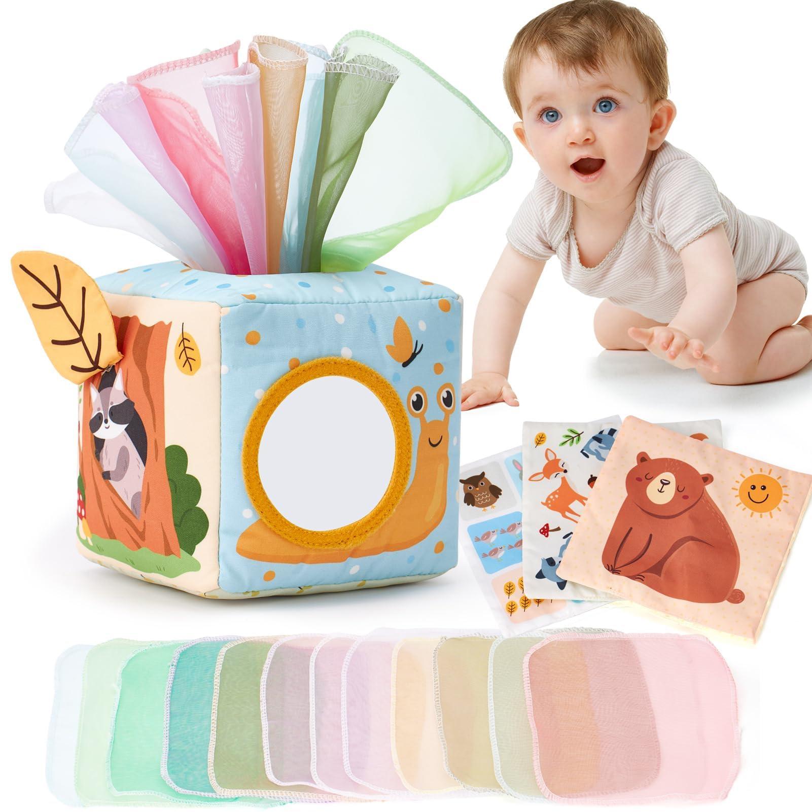 Activity-board Tissue Box Toy Sensory, Tissue Tücher kontrastierenden Farben Learning Sensory
