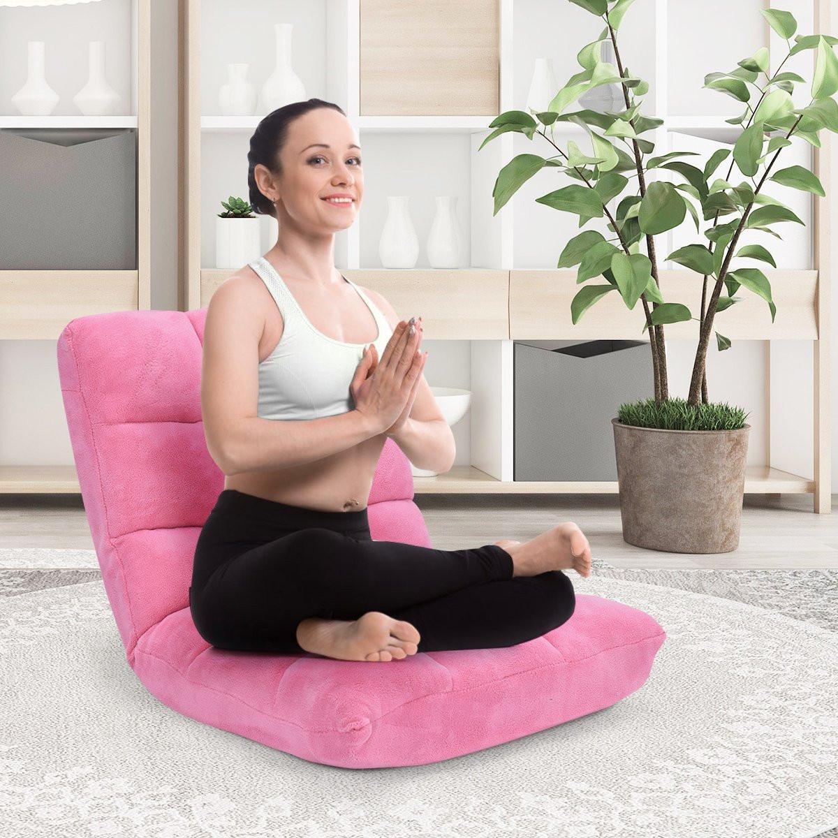 B2X Bodenstuhl Faltbares Lazy Sofa Faul Tatami Bodenkissen Schwarz/Grau/Kaffeebraun-Rosa