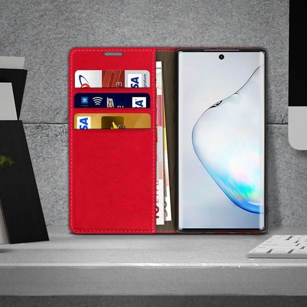 Avizar Cover Echtleder Galaxy Note 10 Plus Rot