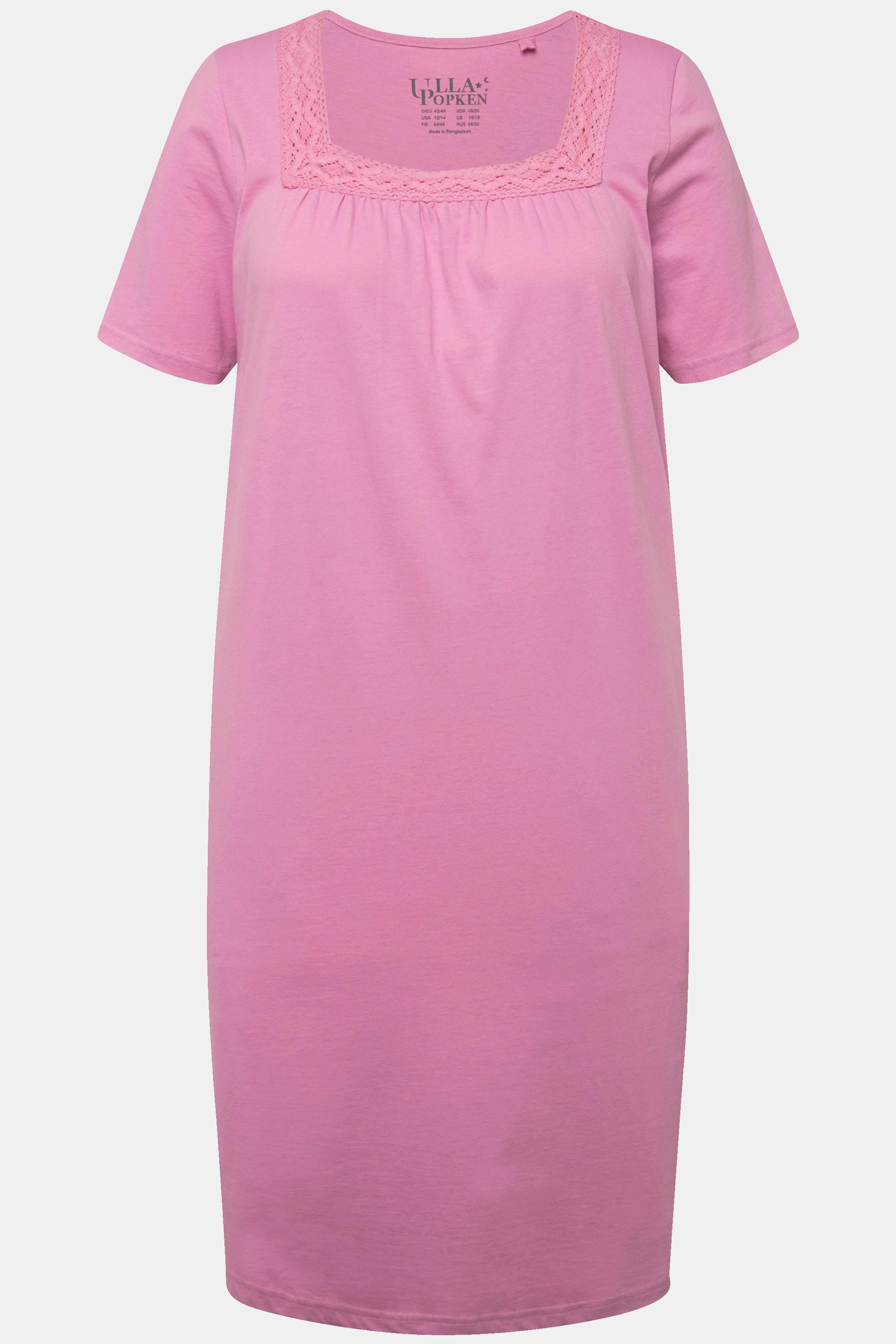 Ulla Popken Nachthemd, Spitze, Carree-Ausschnitt, Halbarm