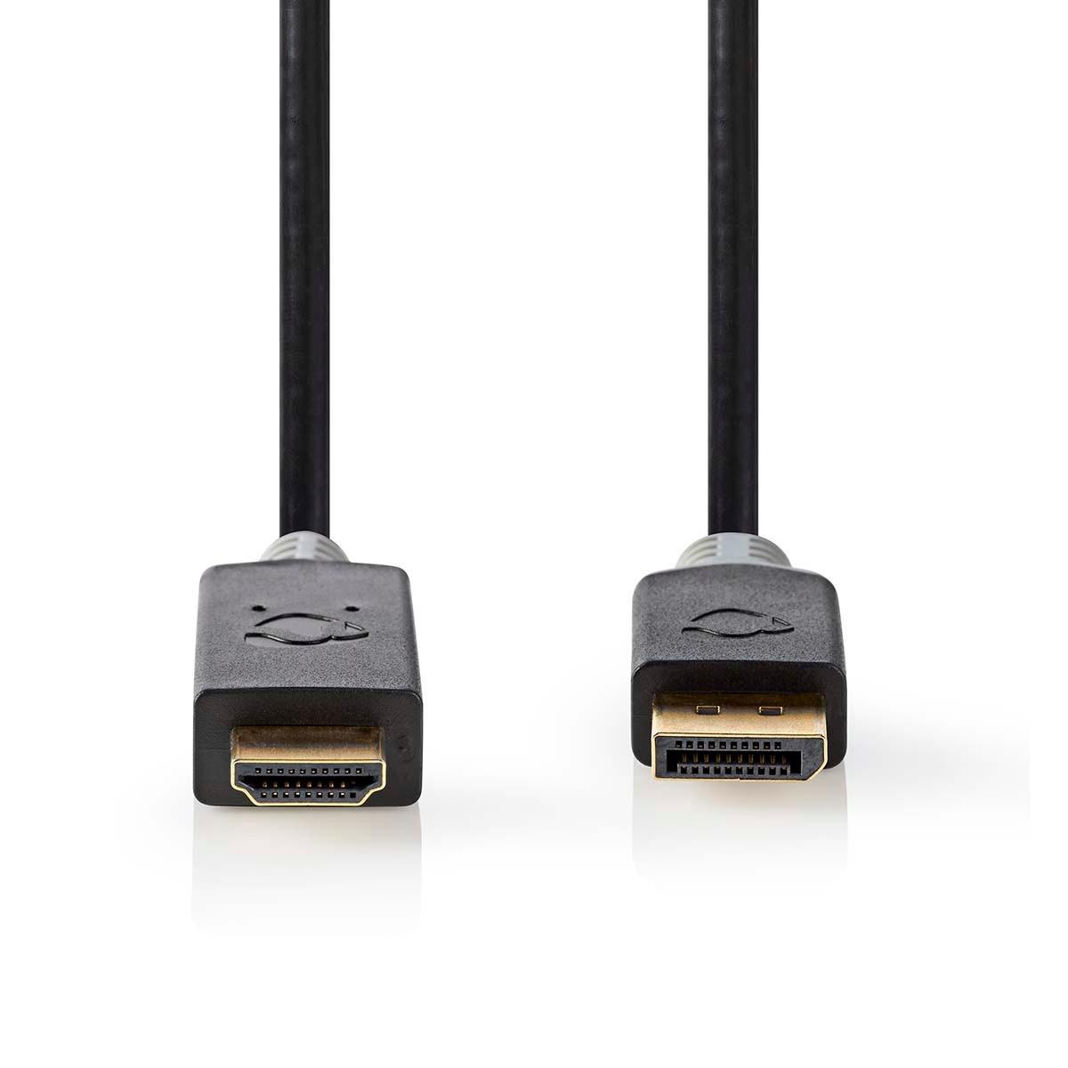 Nedis Displayport-Kabel | DisplayPort-Stecker | HDMI™-Anschluss | 4K@30Hz | Vergoldet | 3,00 m | Rund | PVC | Anthrazit | Box