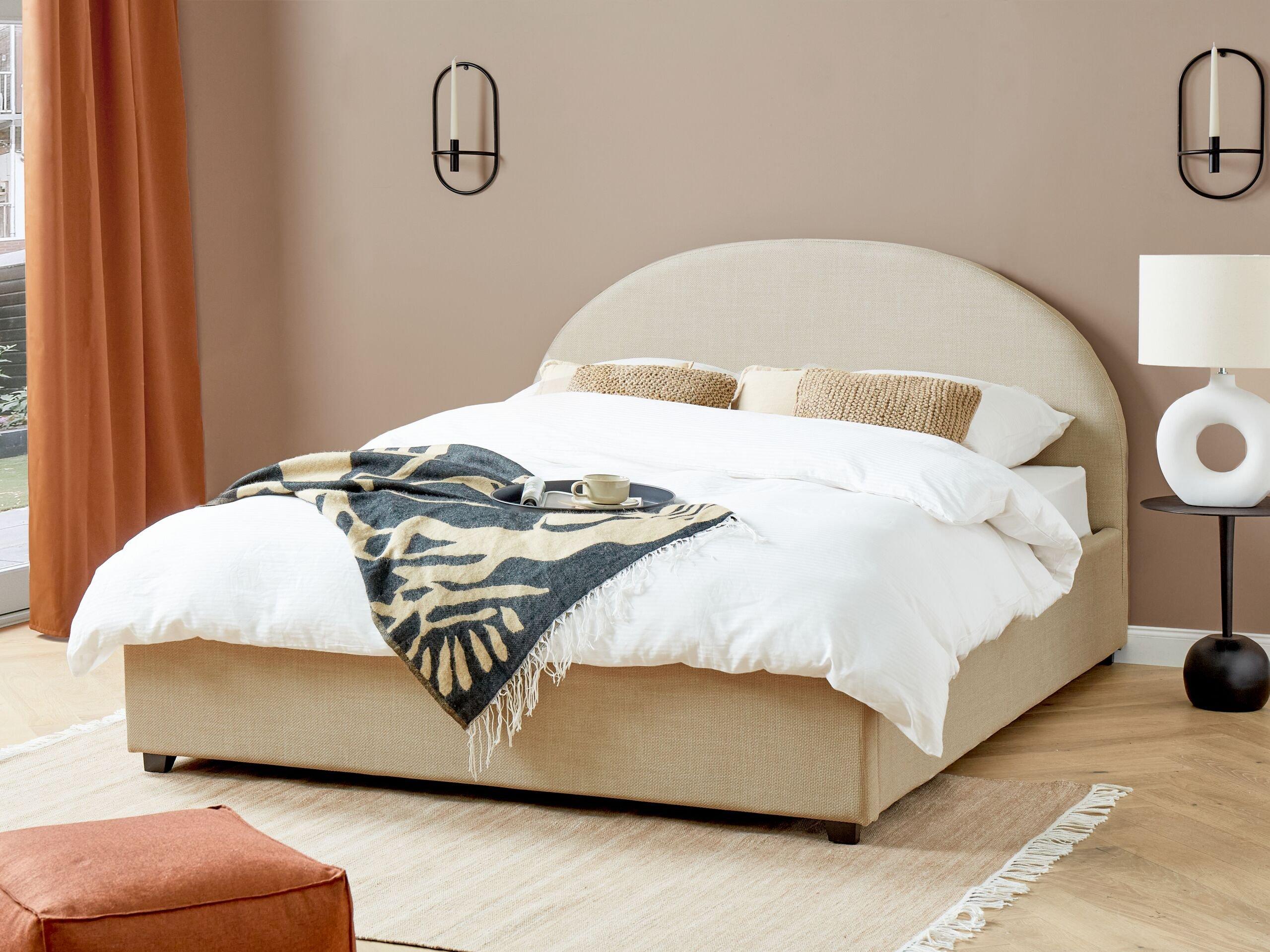 Beliani Bett mit Bettkasten aus Polyester Retro VAUCLUSE