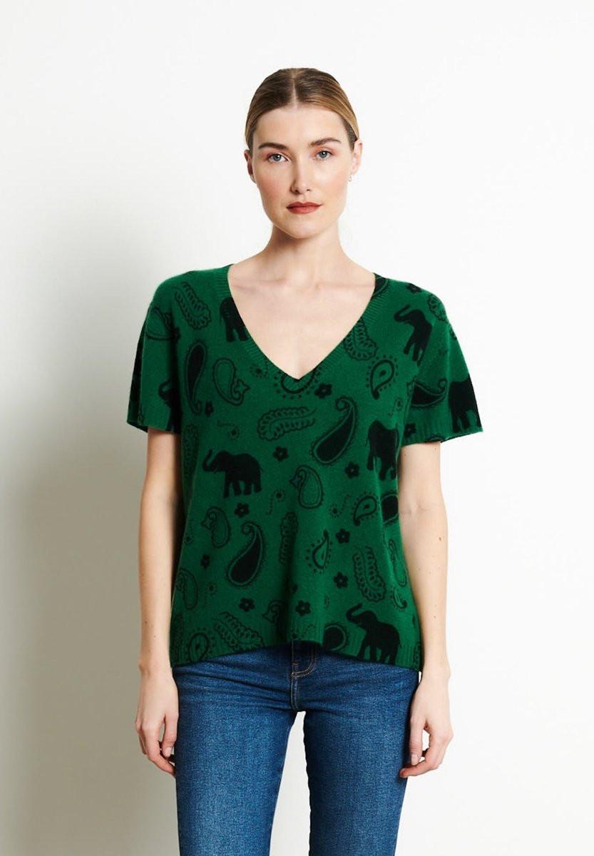 Studio Cashmere8 RIA 6 V-Ausschnitt Elefantenprint T-Shirt