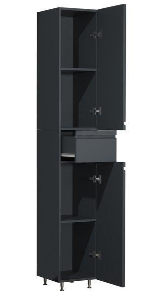 VCM Holz Badmöbel Badregal Badezimmer Badschrank Hochschrank grifflose Schublade Drehtüren Silora