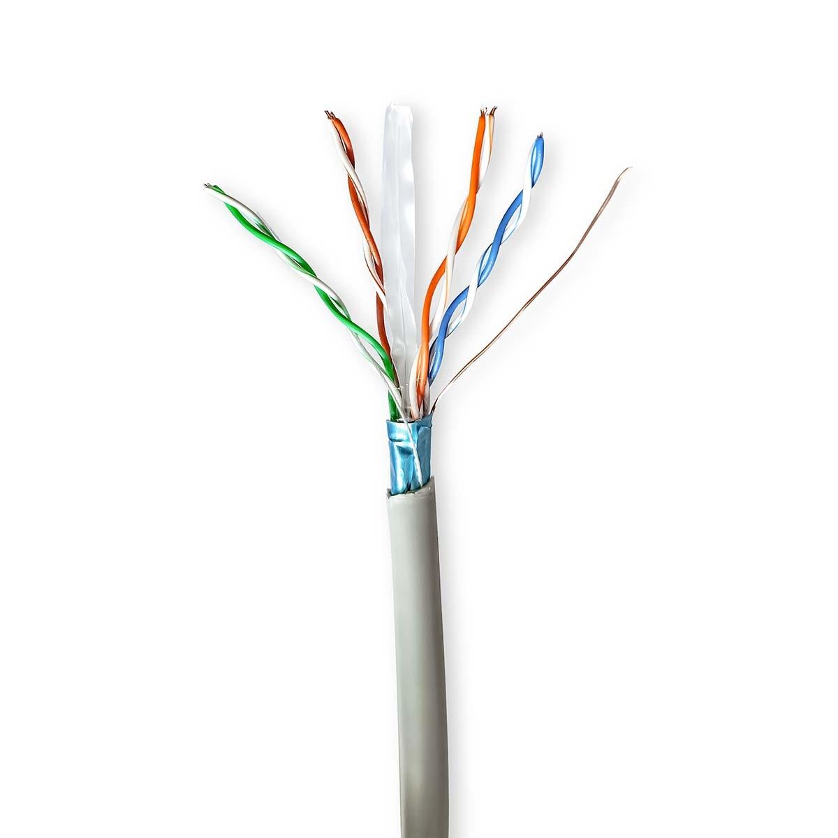 Nedis Netzwerkkabel Rolle | CAT6 | Litze | F/UTP | CCA | 100,0 m | Innenbereich | Rund | PVC | Grau | Geschenkkarton