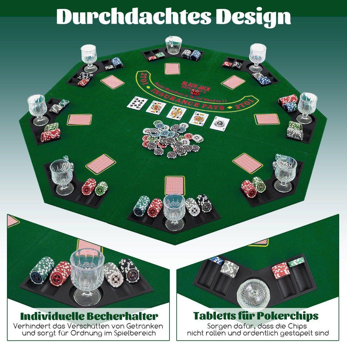 Northio Pokermatte Texas Holdem Pokertisch-Auflage faltbar für 8 Spieler mit Getränkehaltern Grün