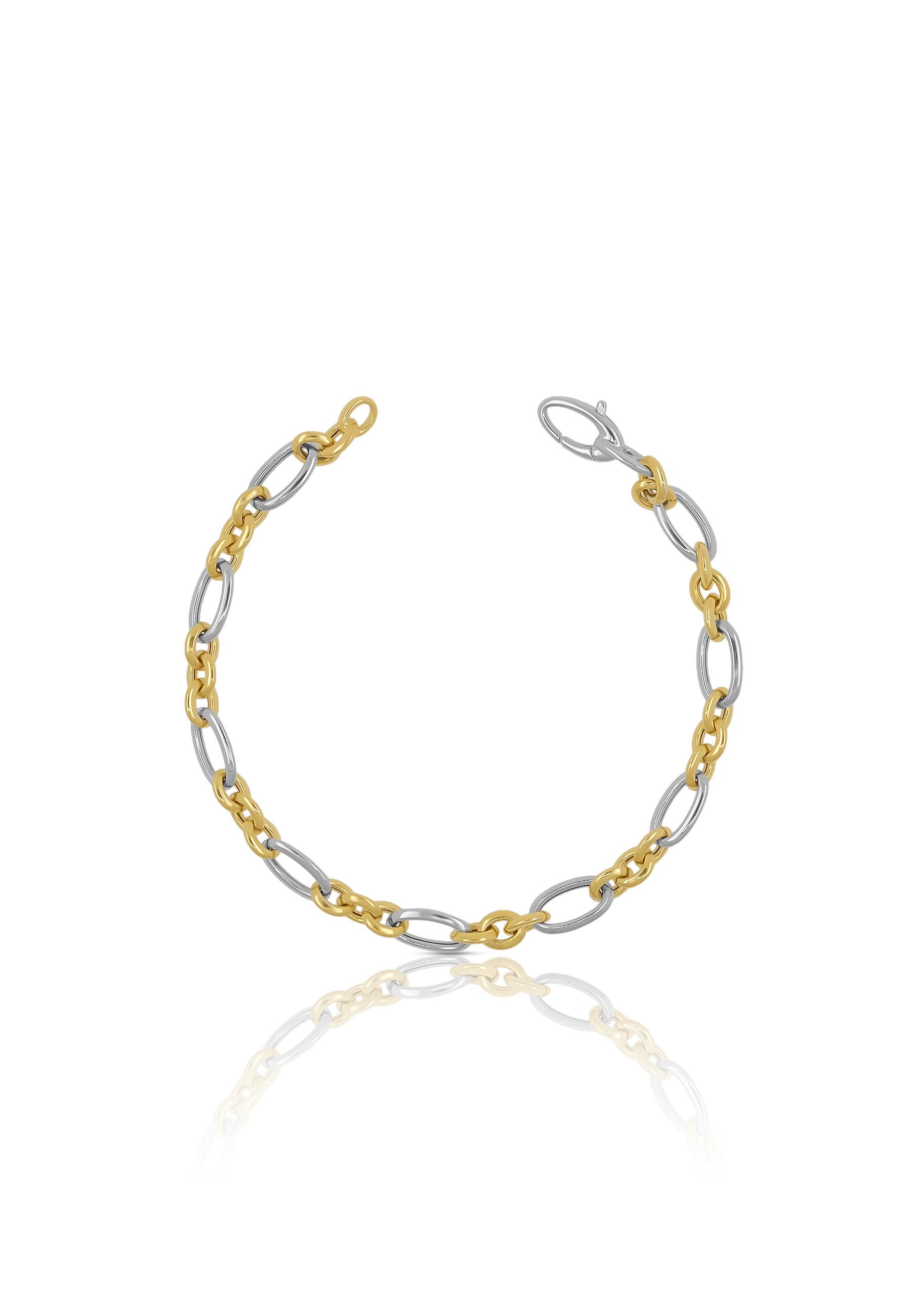 MUAU Schmuck Bracelet Fantasie Bicolor Gelbgold-/Weissgold 750, 6.5mm, 19cm