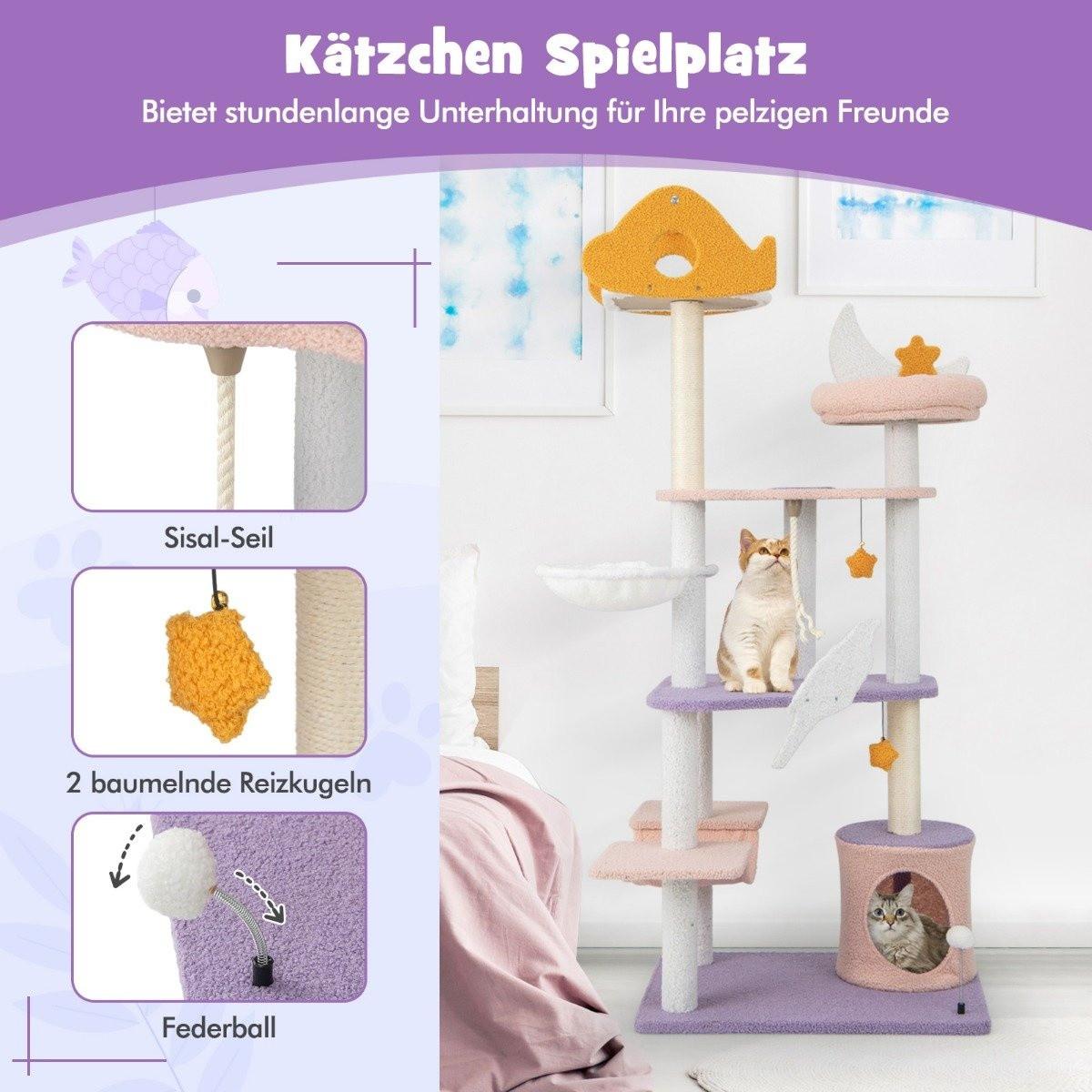 Northio Kratzbaum Katzenbaum mit Katzenhöhle niedlicher Katzenkratzbaum 68 x 48 x 167 cm