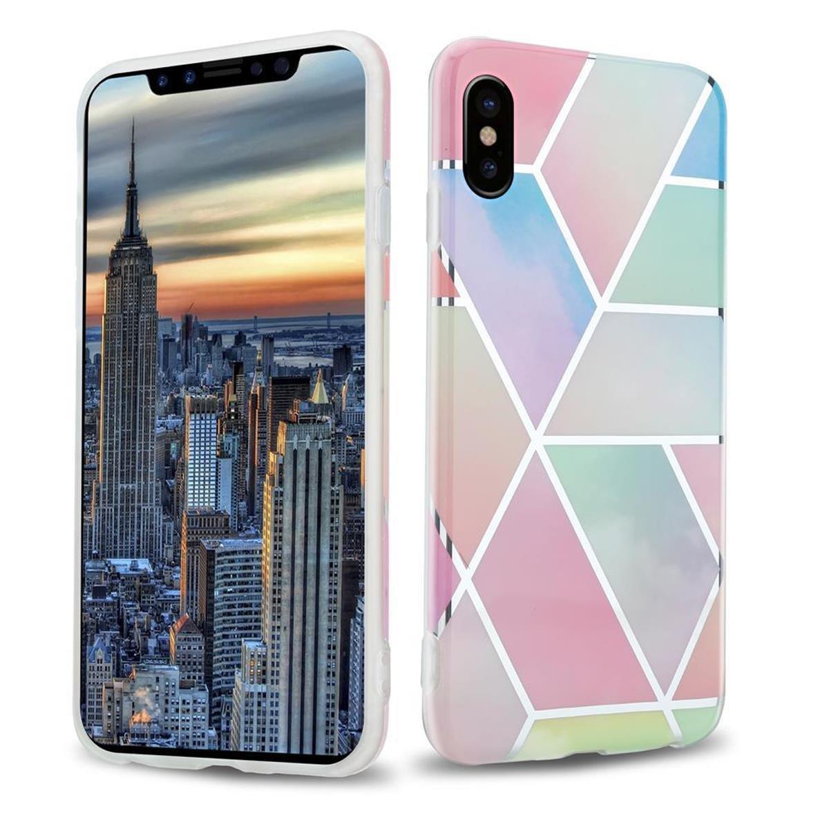 Cadorabo Hülle für Apple iPhone X XS aus TPU Silikon mit Muster Mosaik