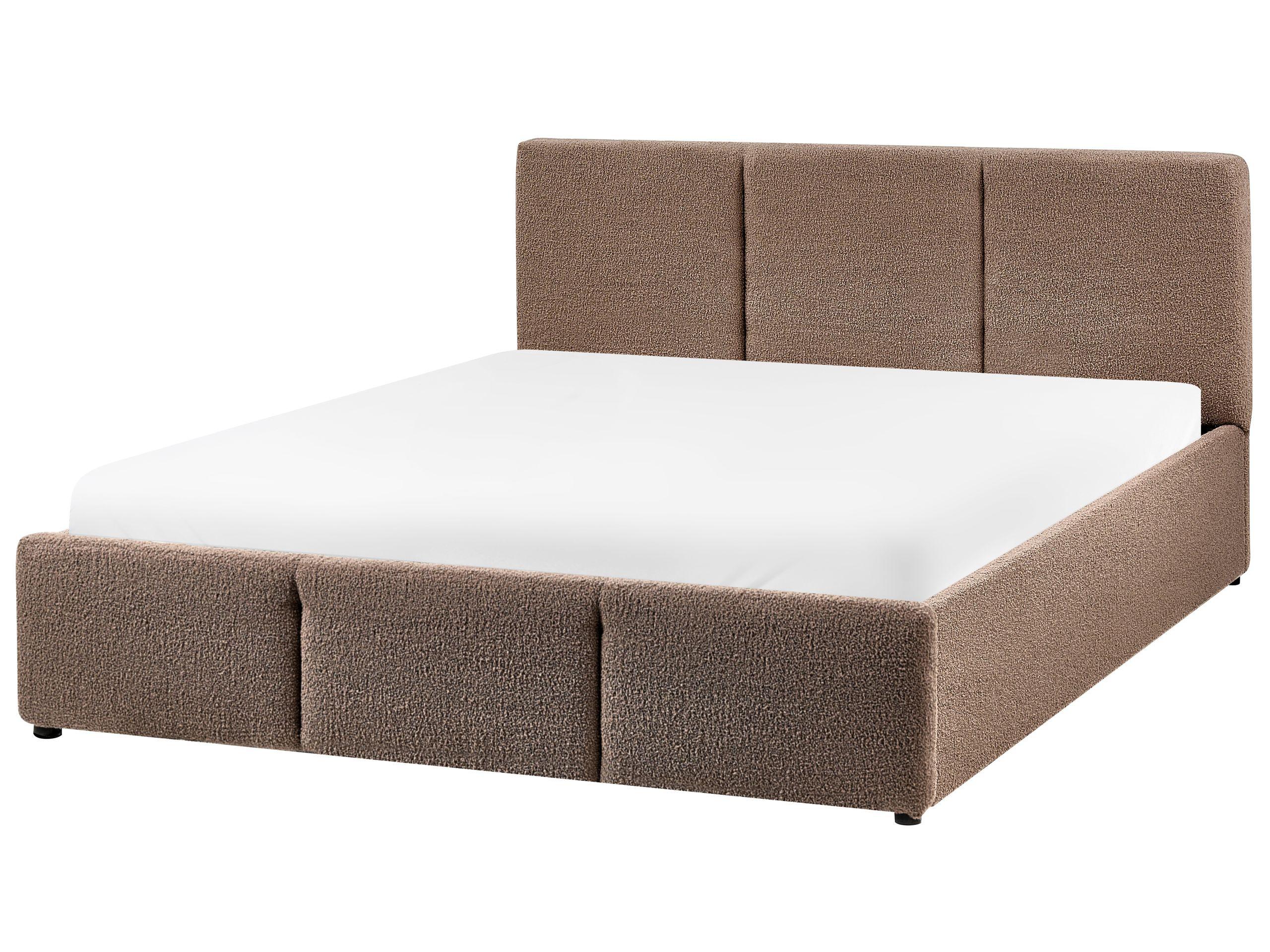 Beliani Bett mit Stauraum aus Bouclé Modern BOUSSE