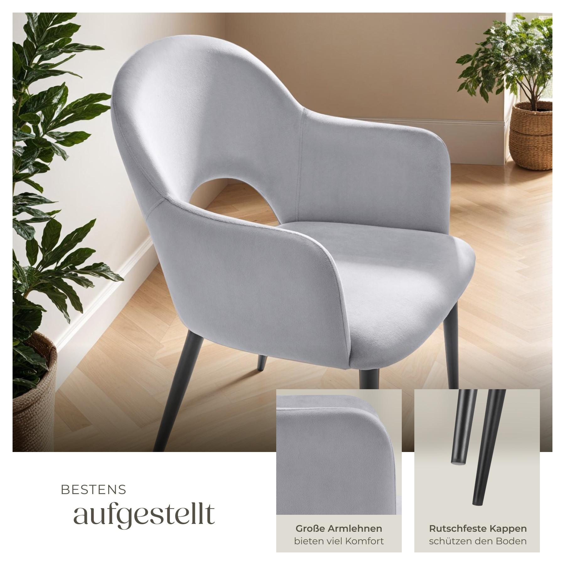 Tectake Armlehnstuhl Sachel, Samtoptik, gepolstert, 120 kg