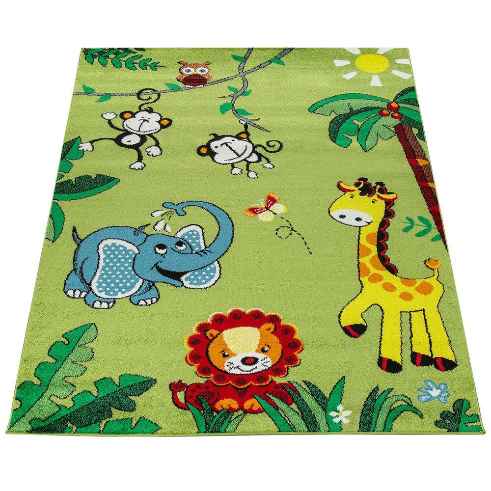 Paco Home Kinderteppich Kurzflor Dschungel Tiere