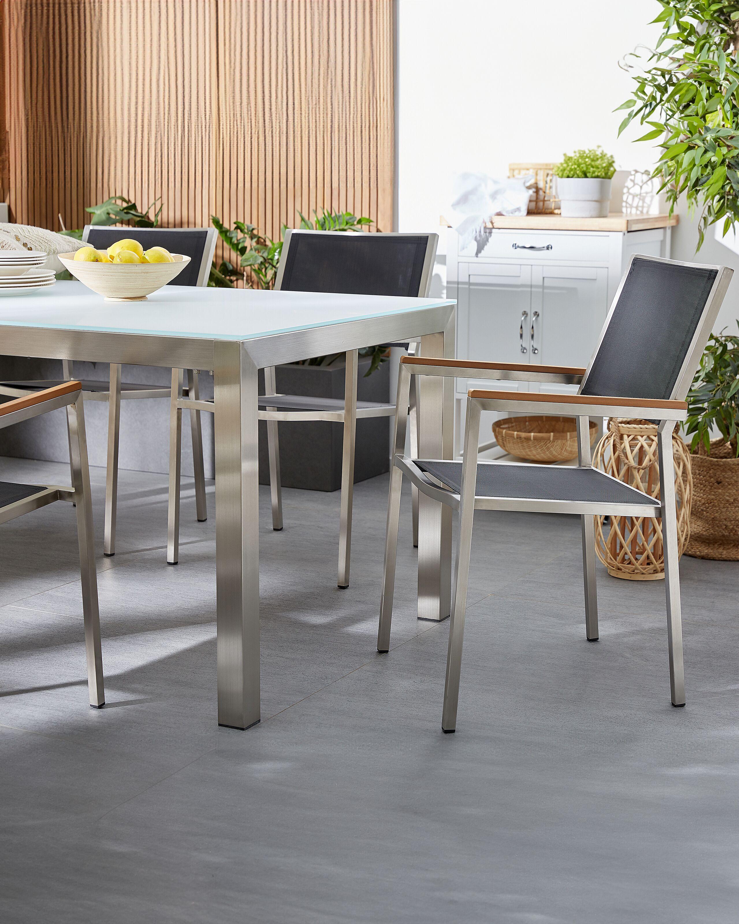 Beliani Gartenstuhl 4er Set aus Edelstahl Modern GROSSETO