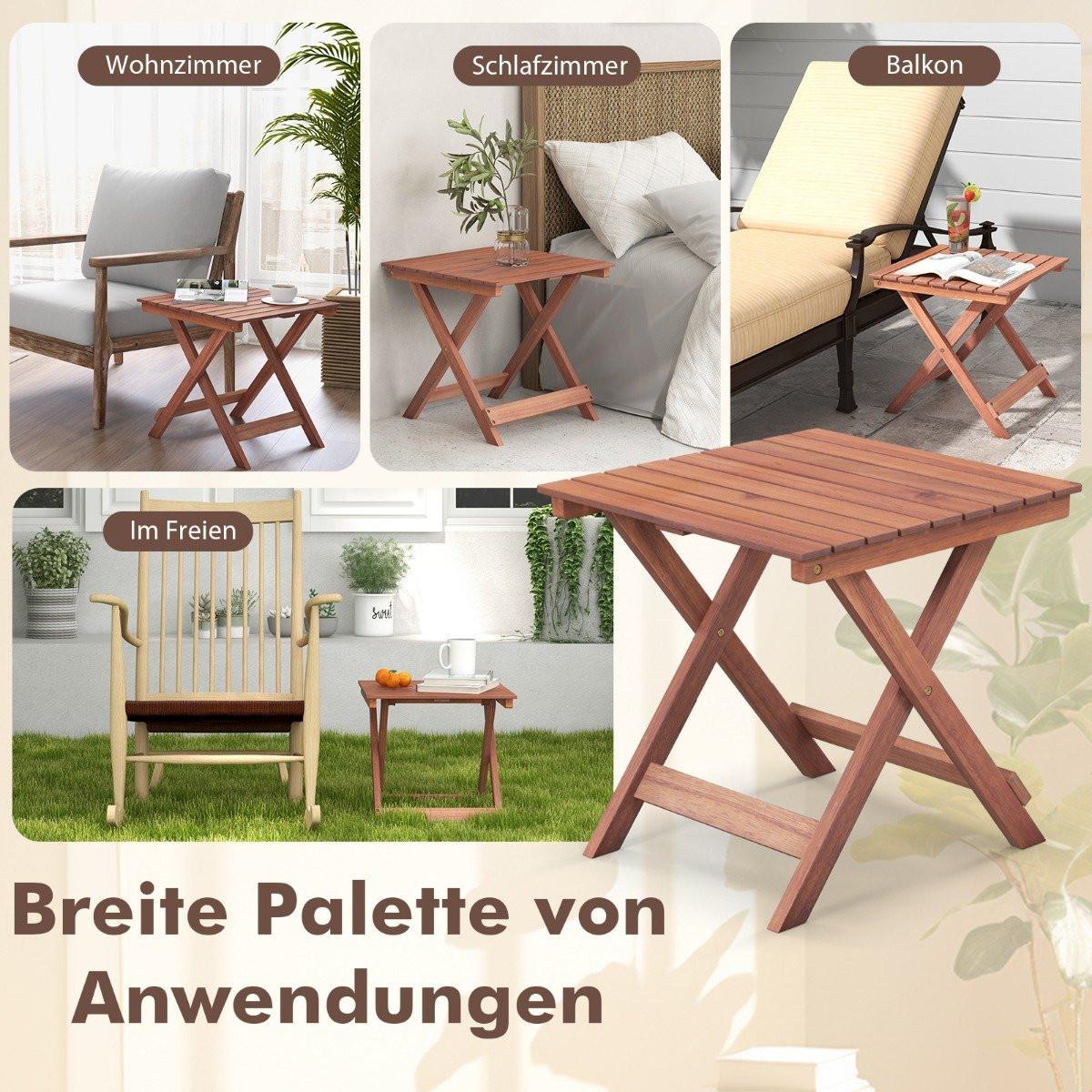 Northix Beistelltisch Akazienholz Gartentisch klein Balkontisch X-Form 46 x 46 x 45 cm