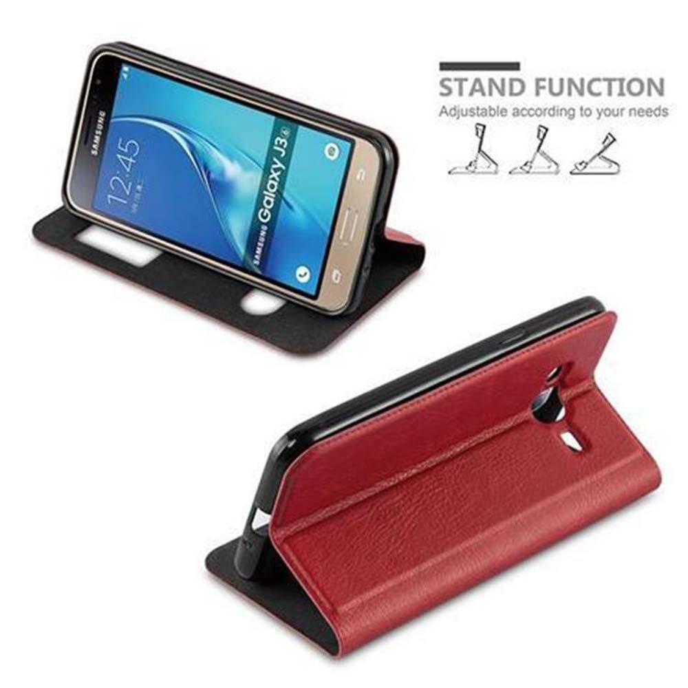 Cadorabo Hülle für Samsung Galaxy J3 2016 Magnetverschluss, 2 Sichtfenstern