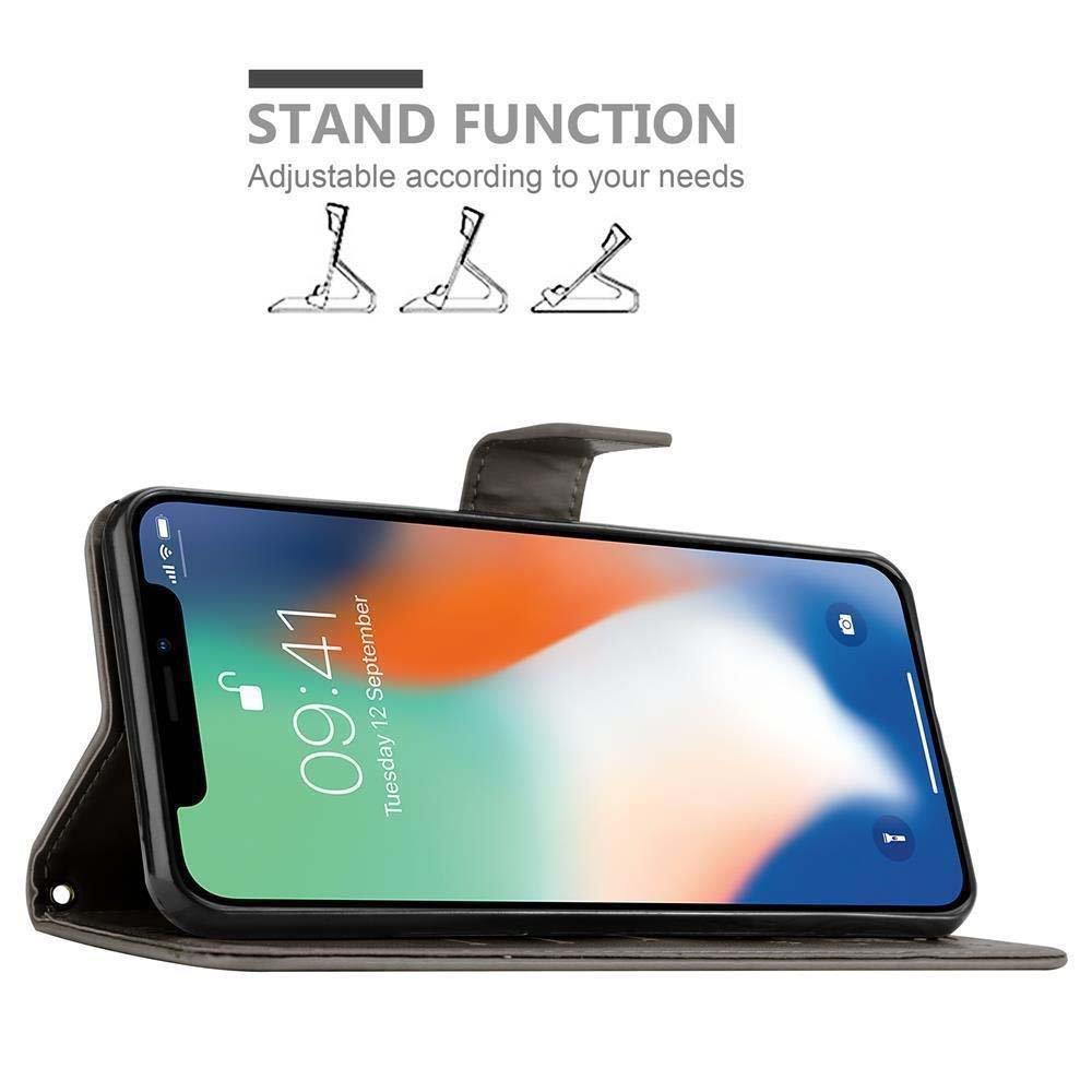 Cadorabo Hülle für Apple iPhone X / XS Blumen Design Magnetverschluss