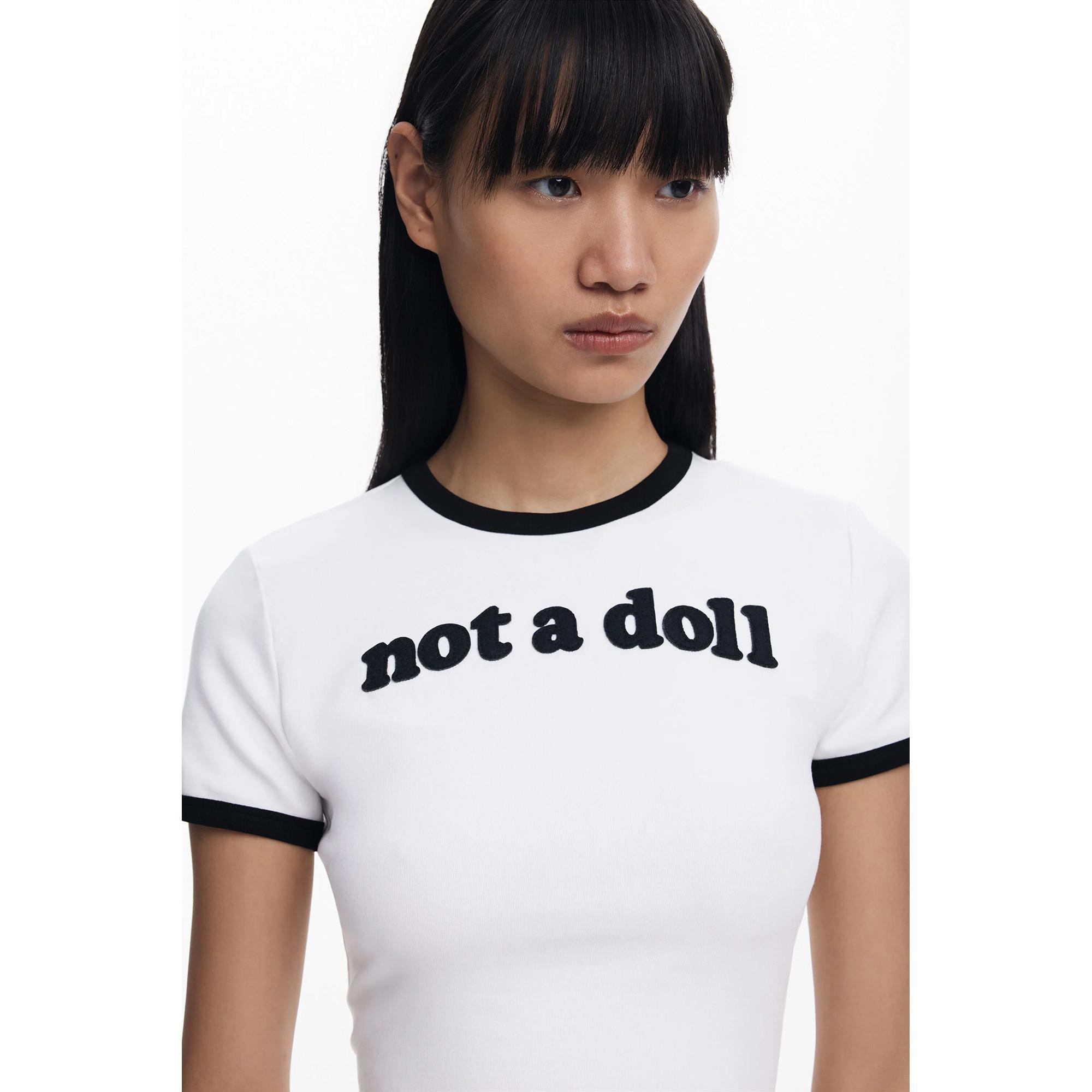 Desigual Kurzarm Rundhals T-Shirt Not a Doll