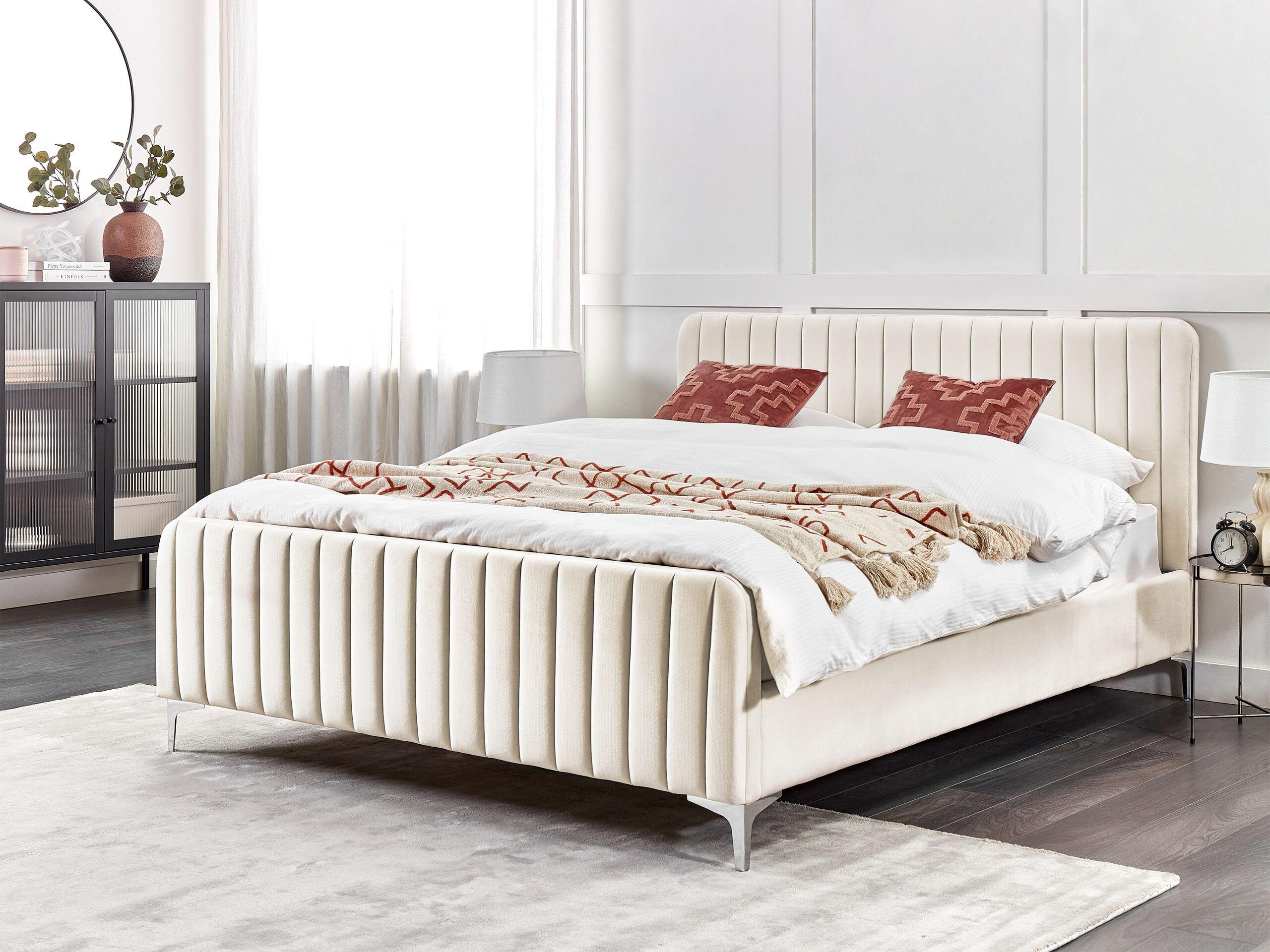 Beliani Bett mit Lattenrost aus Samtstoff Modern LUNAN