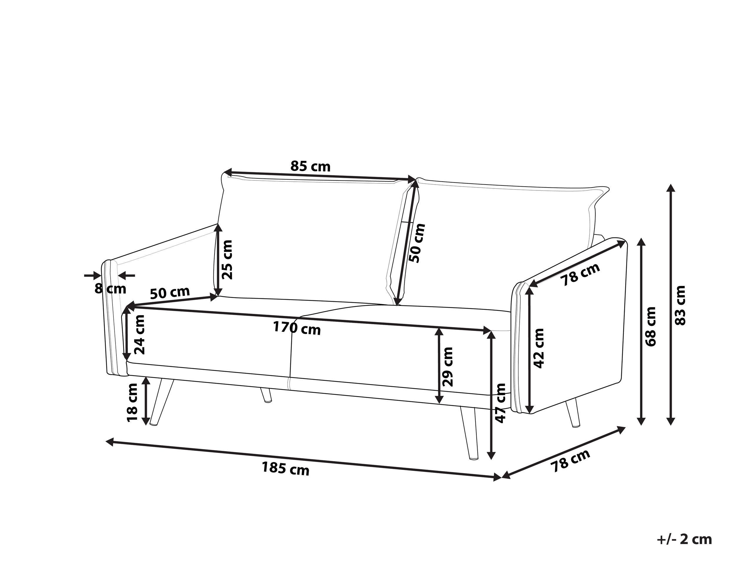 Beliani 3 Sitzer Sofa aus Samtstoff Glamourös MAURA