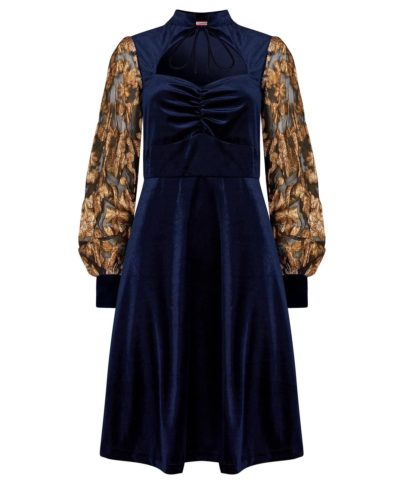 Joe Browns Velours Kleid mit bestickten Ärmeln