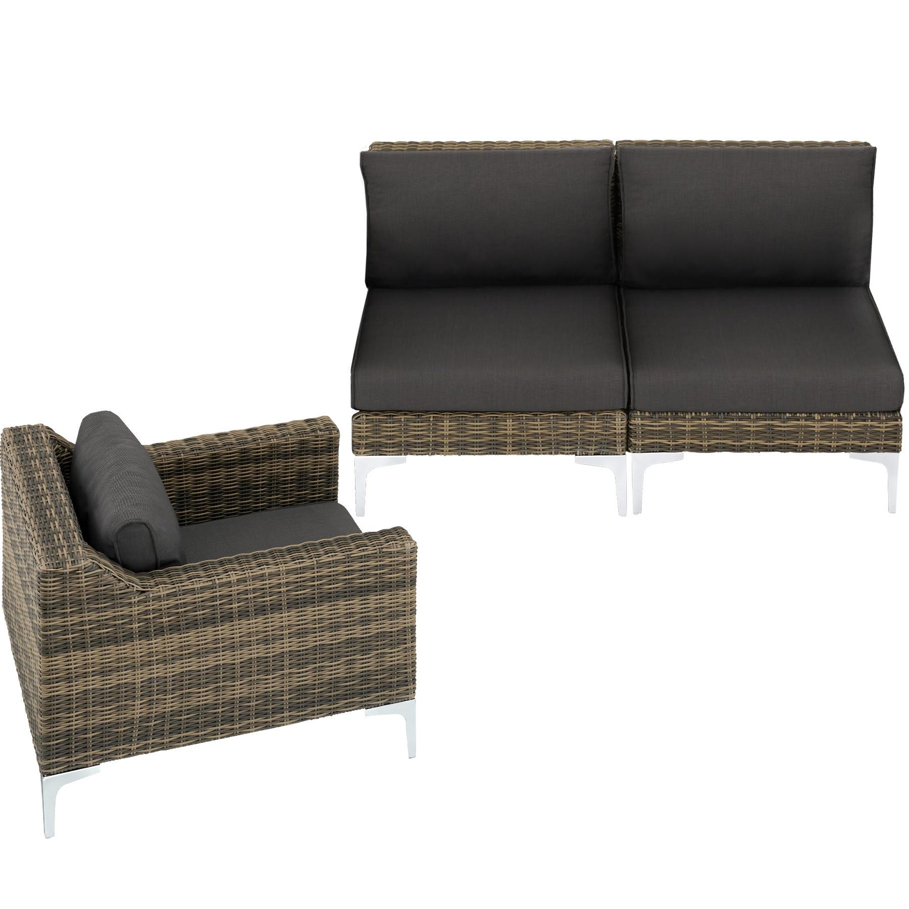 Tectake Modulares Rattanset Villanova Aluminium Set 3 2-Sitzer
