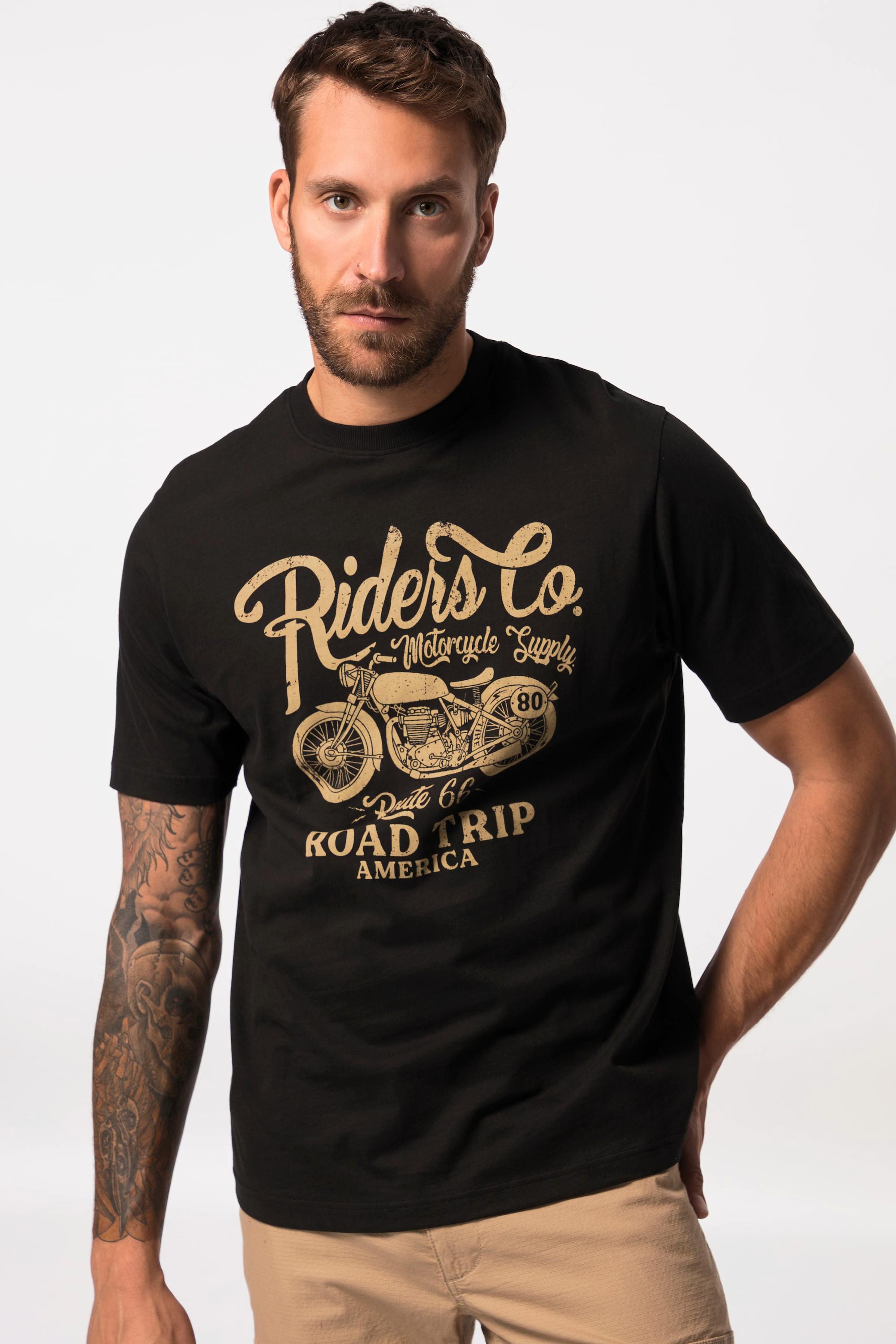 JP1880 Halbarm Motorrad Print Rundhals T-Shirt