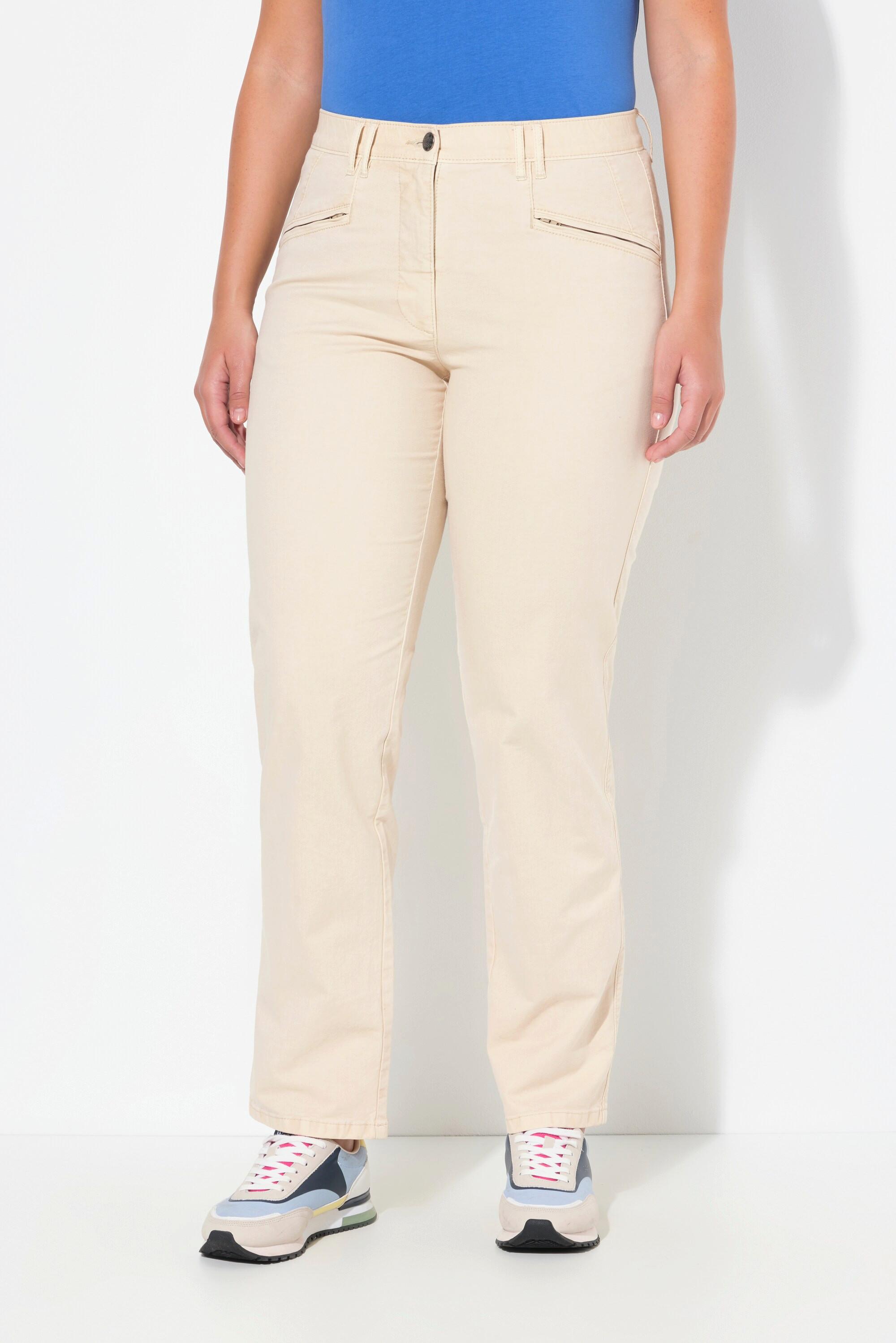 Ulla Popken Hose Mony, konisches Bein, Zipptaschen, Stretch