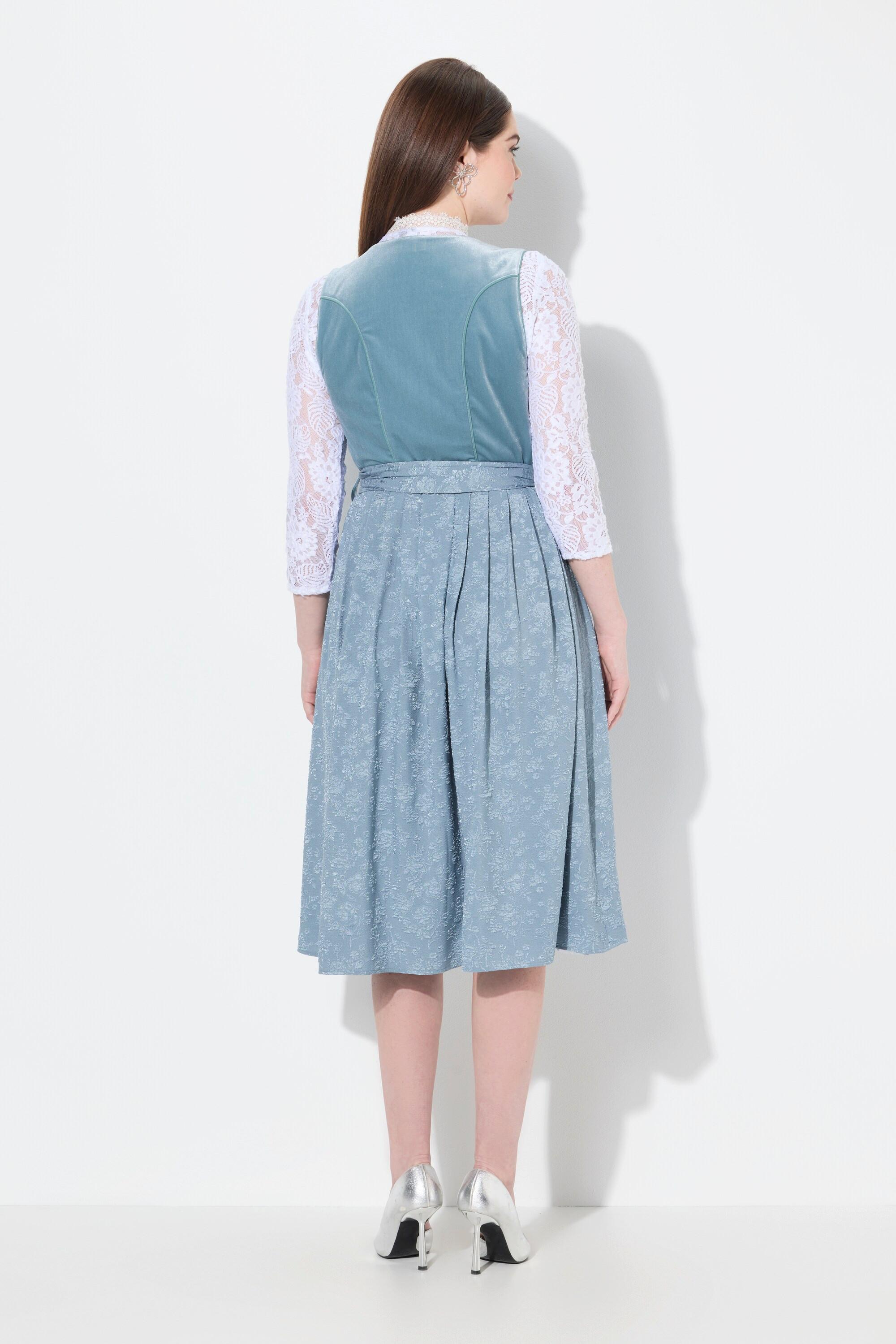 Ulla Popken Dirndl Stickerei Schnürung Carré-Ausschnitt