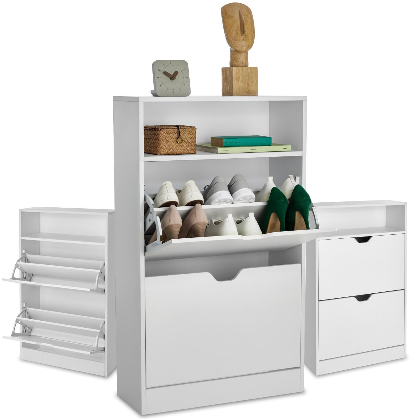 Tectake Schuhschrank Calea mit 2 Kippfächern für 12 Paar Schuhe
