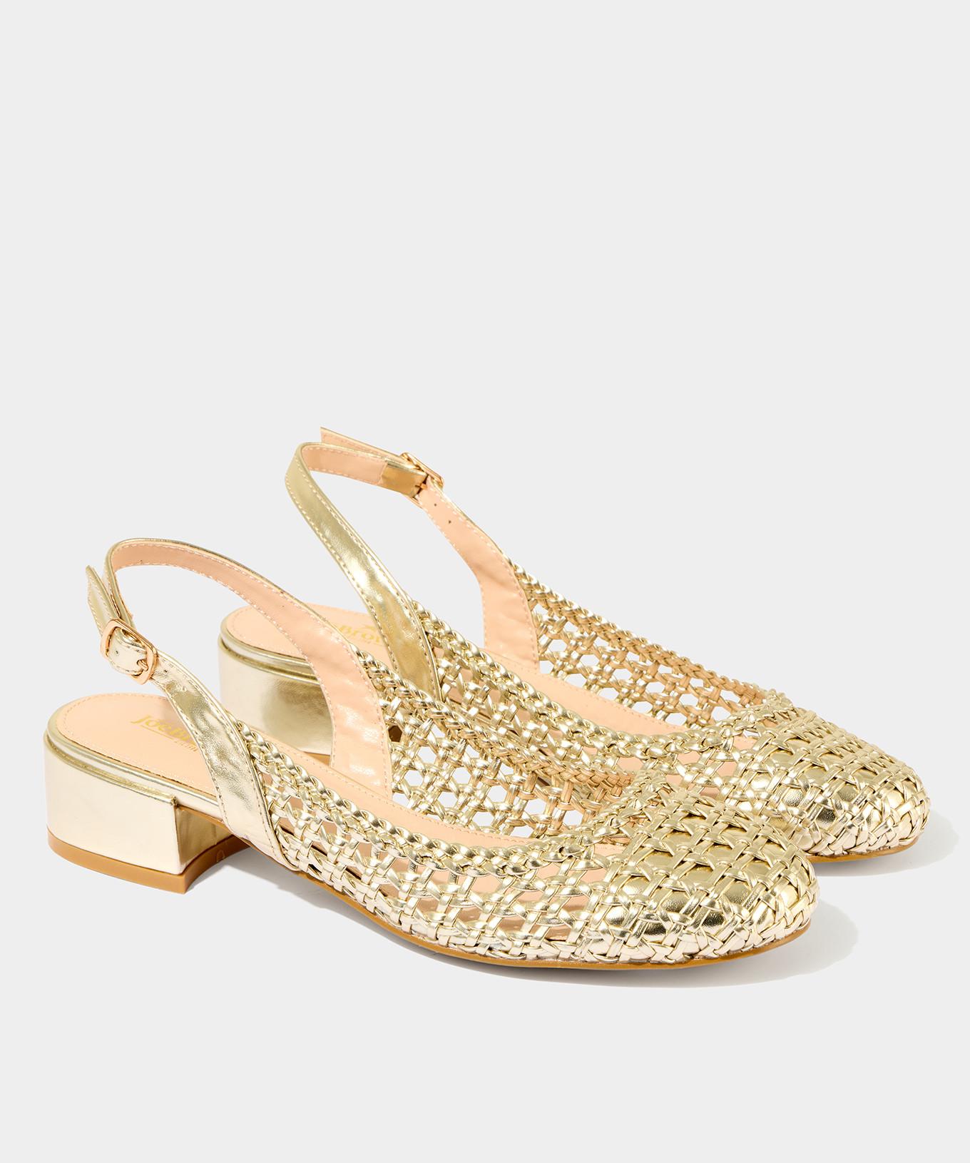 Joe Browns Geflochtene Metallic Blockabsatz Sling Back Schuhe