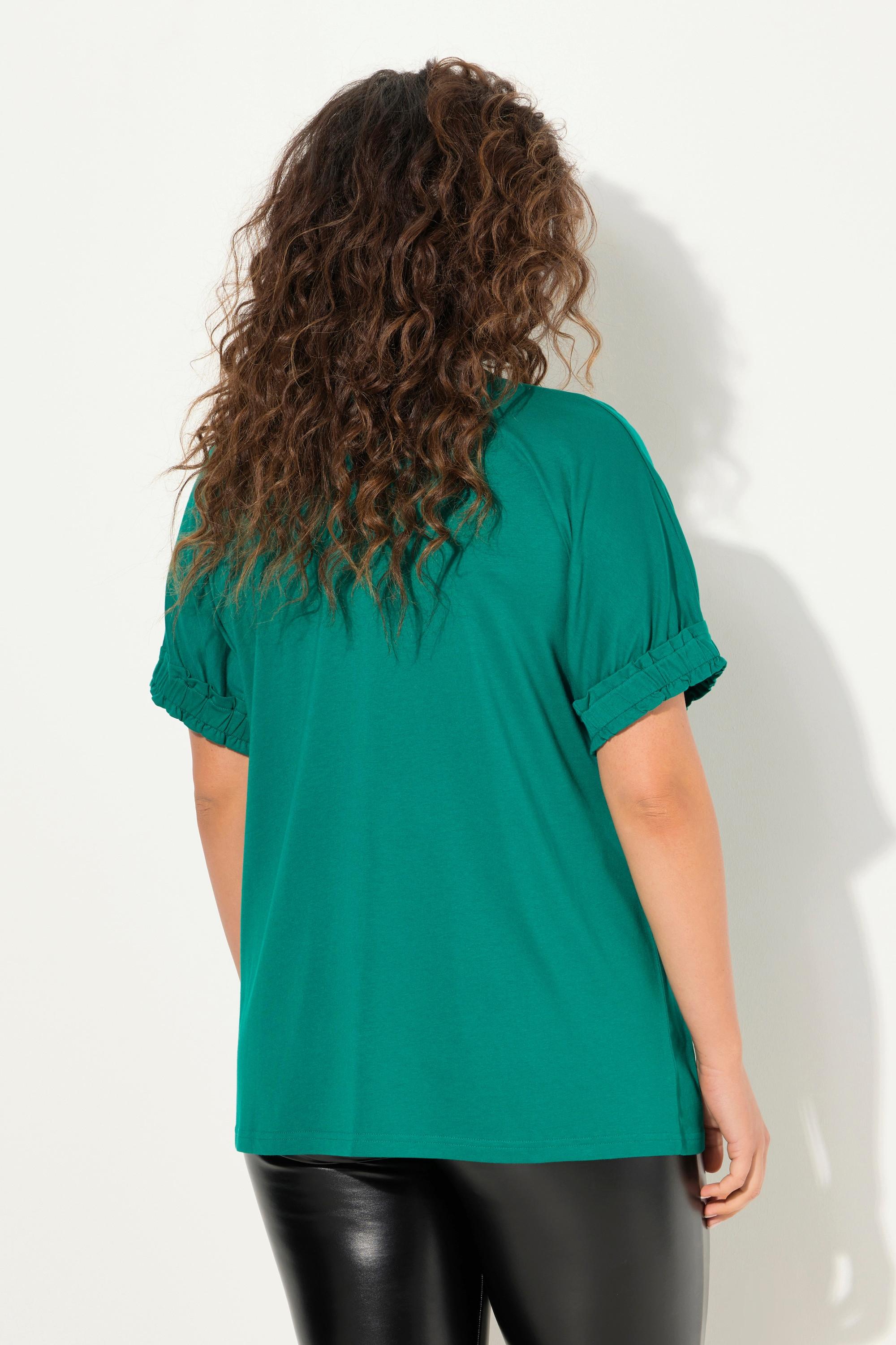 Ulla Popken T-Shirt Rüschen-Halbarm Modalmischung