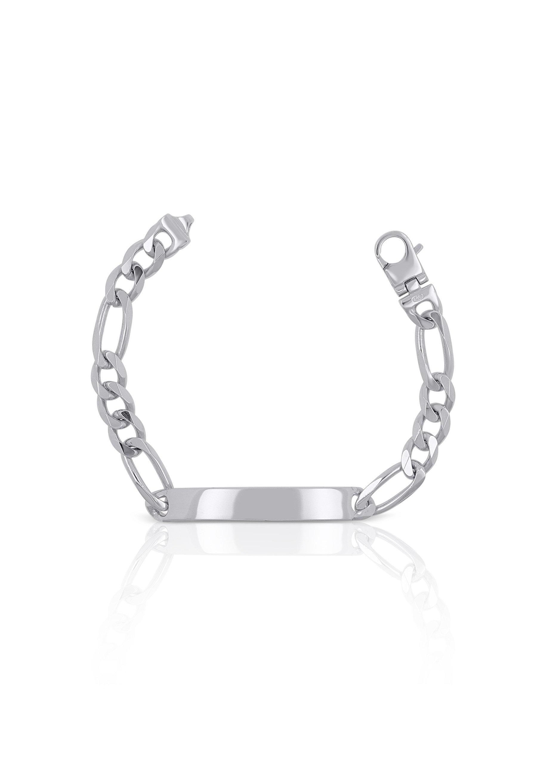MUAU Schmuck Plaketten-Armband Silber 925 Figaro, 8mm, 21cm