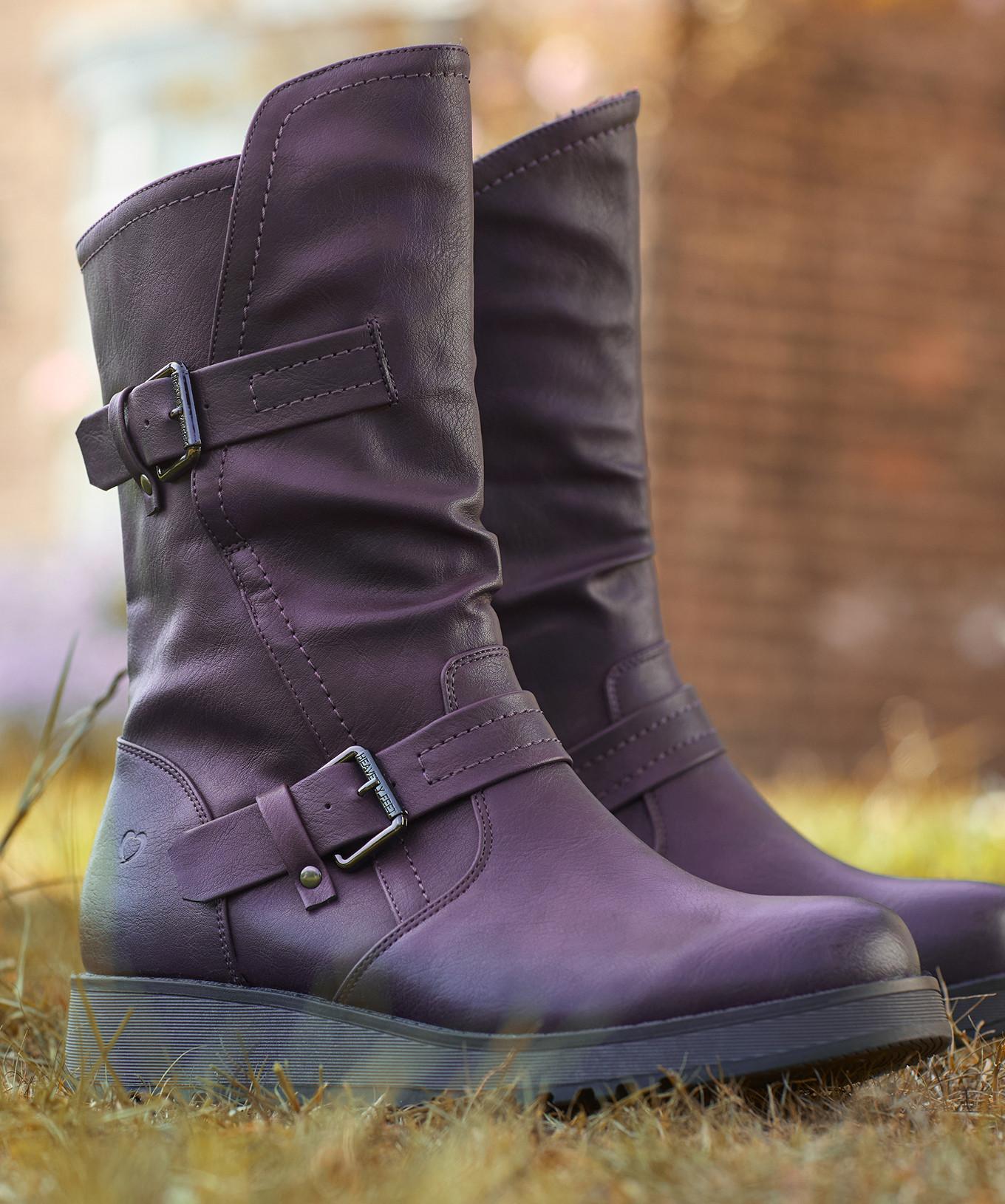 Joe Browns Lila Keilstiefel mit seitlichem Reißverschluss