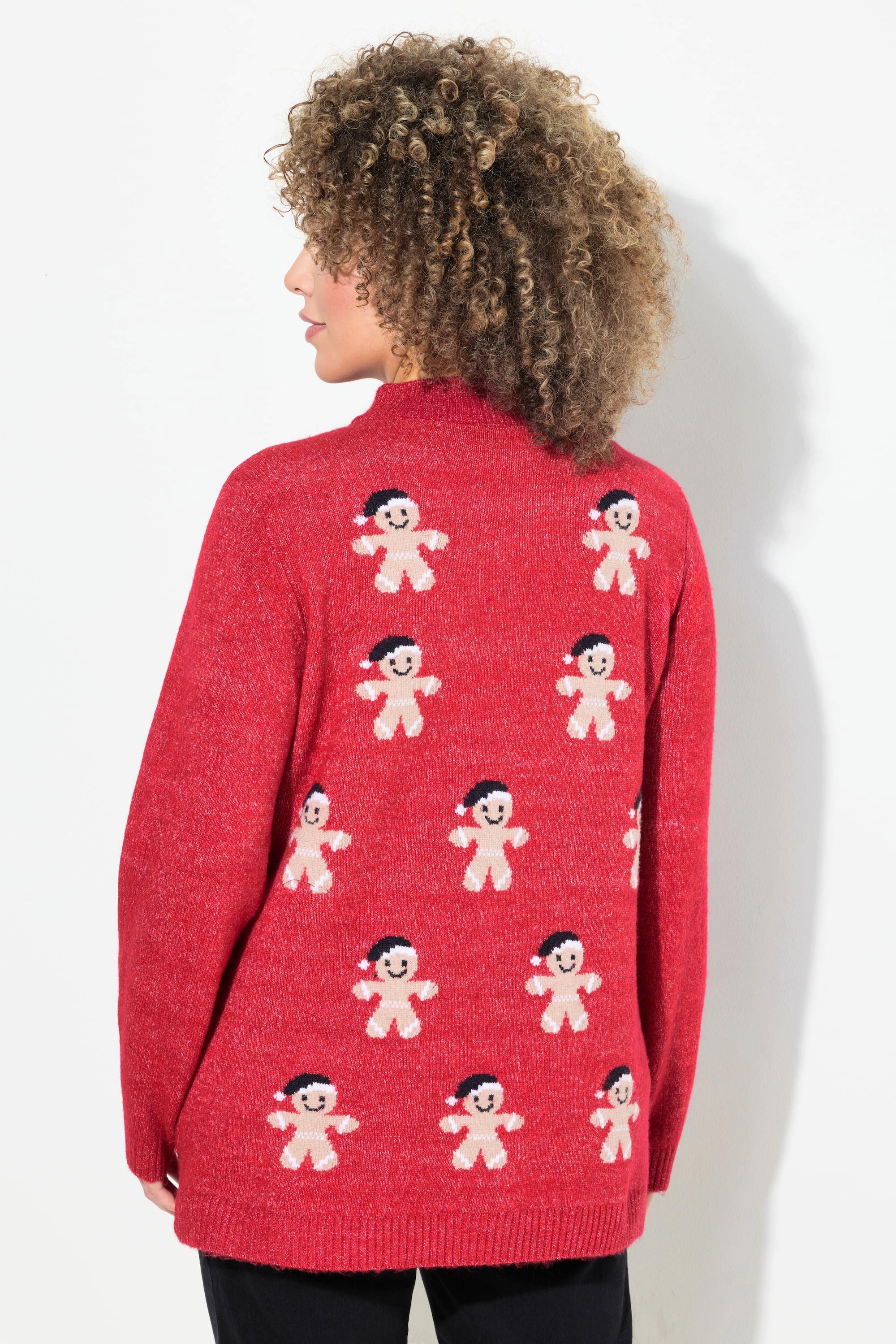 Ulla Popken Pullover, Lebkuchenmann, Stehkragen, Langarm