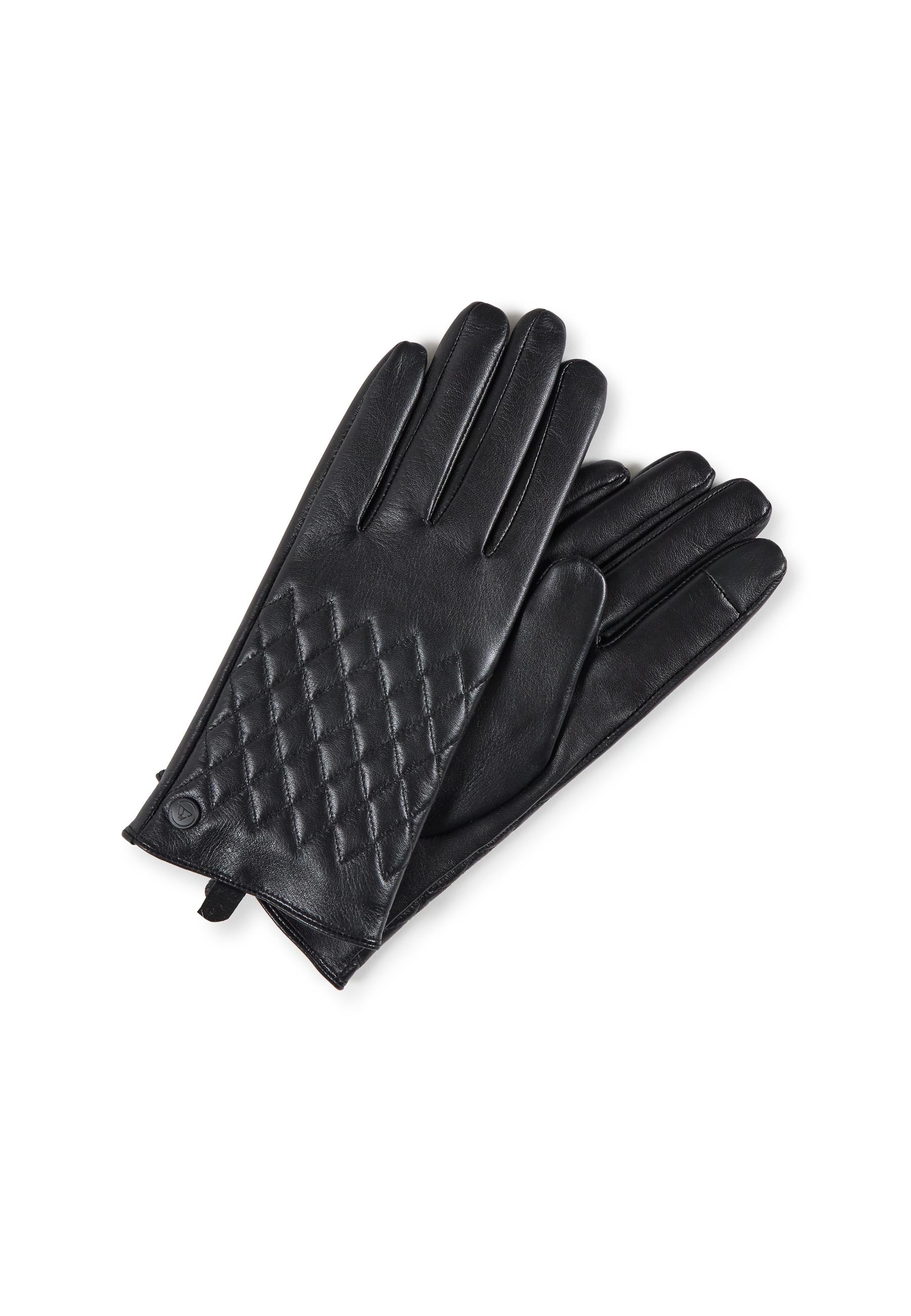 CASH-MERE.CH Lederhandschuhe mit caro style und Touchscreen tauglich