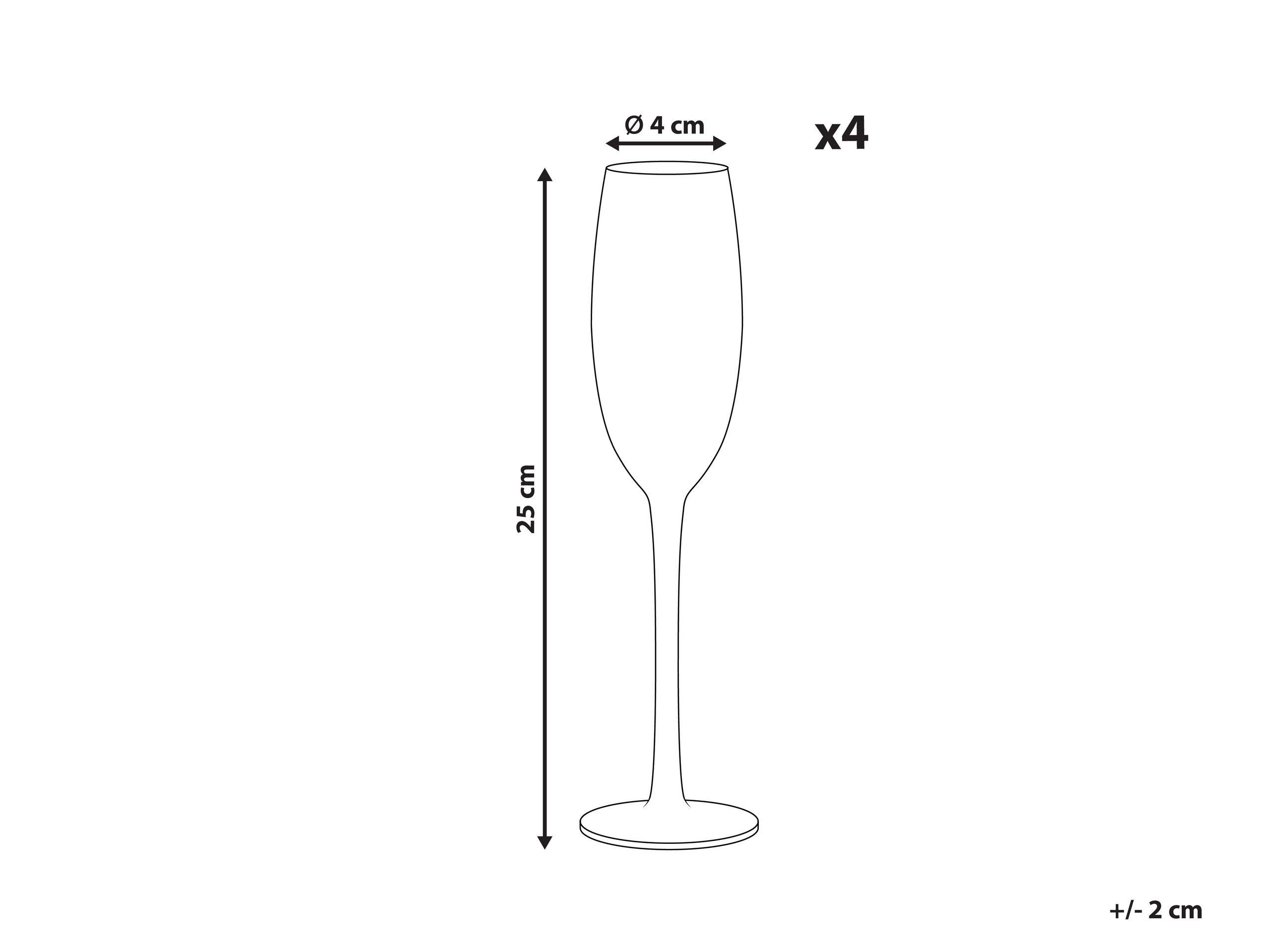 Beliani Champagnerflöten im 4er Set aus Glas Retro DIOPSIDE
