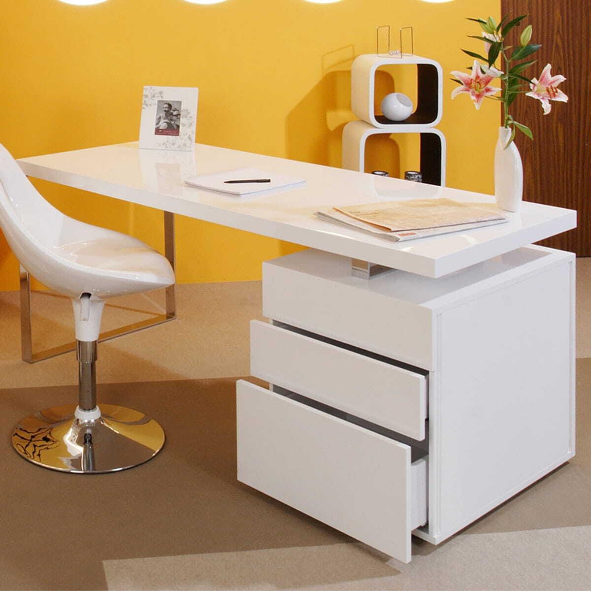 mutoni Schreibtisch 3 Schubladen 180x85x76cm weiss