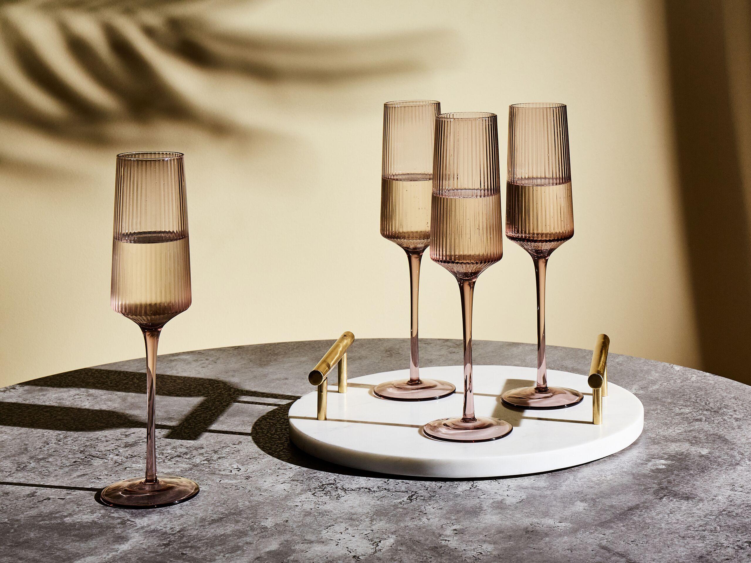 Beliani Champagnerflöten im 4er Set aus Glas Retro AMETHYST