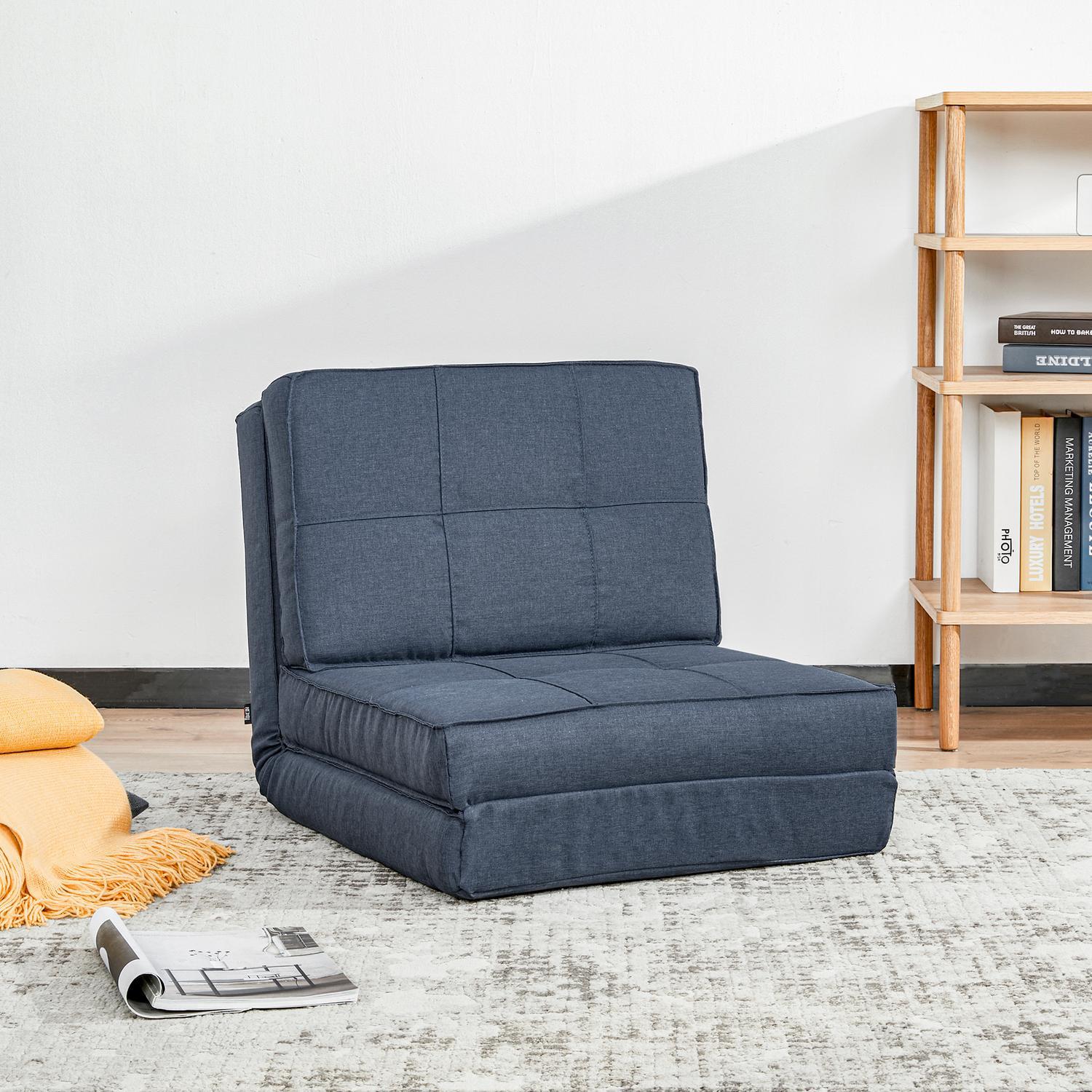 Northio Bodensofa Klappbar Schlafsessel Bodenstuhl 5-Stuhfig Verstellbar Klappsessel Schlafsofa Sofabett Einzelsofa Dunkelblau 61 X 73 X 58 Cm